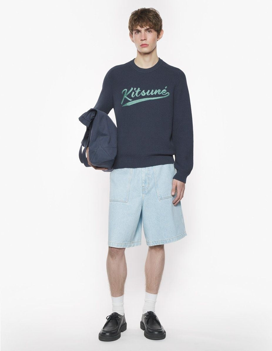 MAISON KITSUNÉ Varsity Embroidered Mesh Jumper - Men's