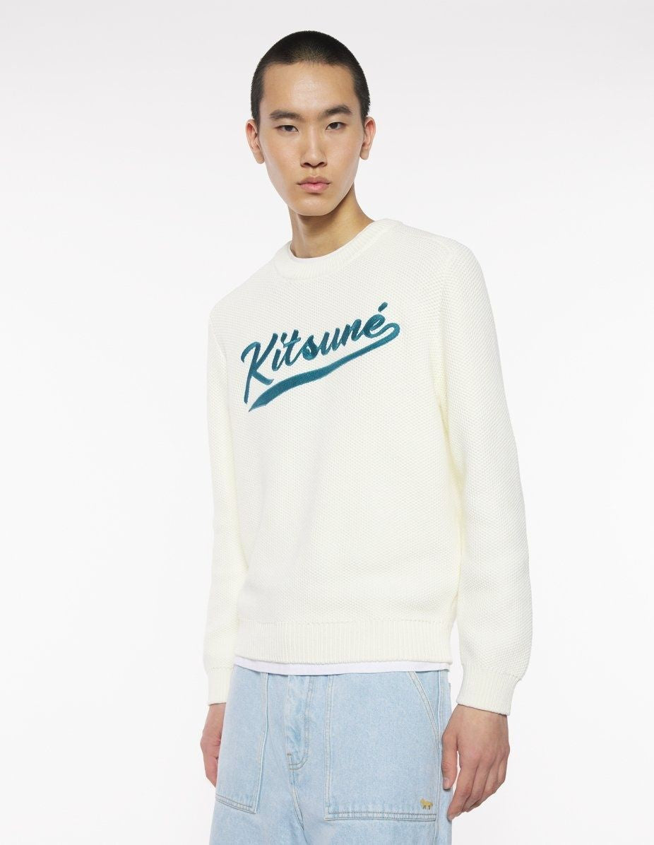 MAISON KITSUNÉ Men's Varsity Embroidered Mesh Jumper