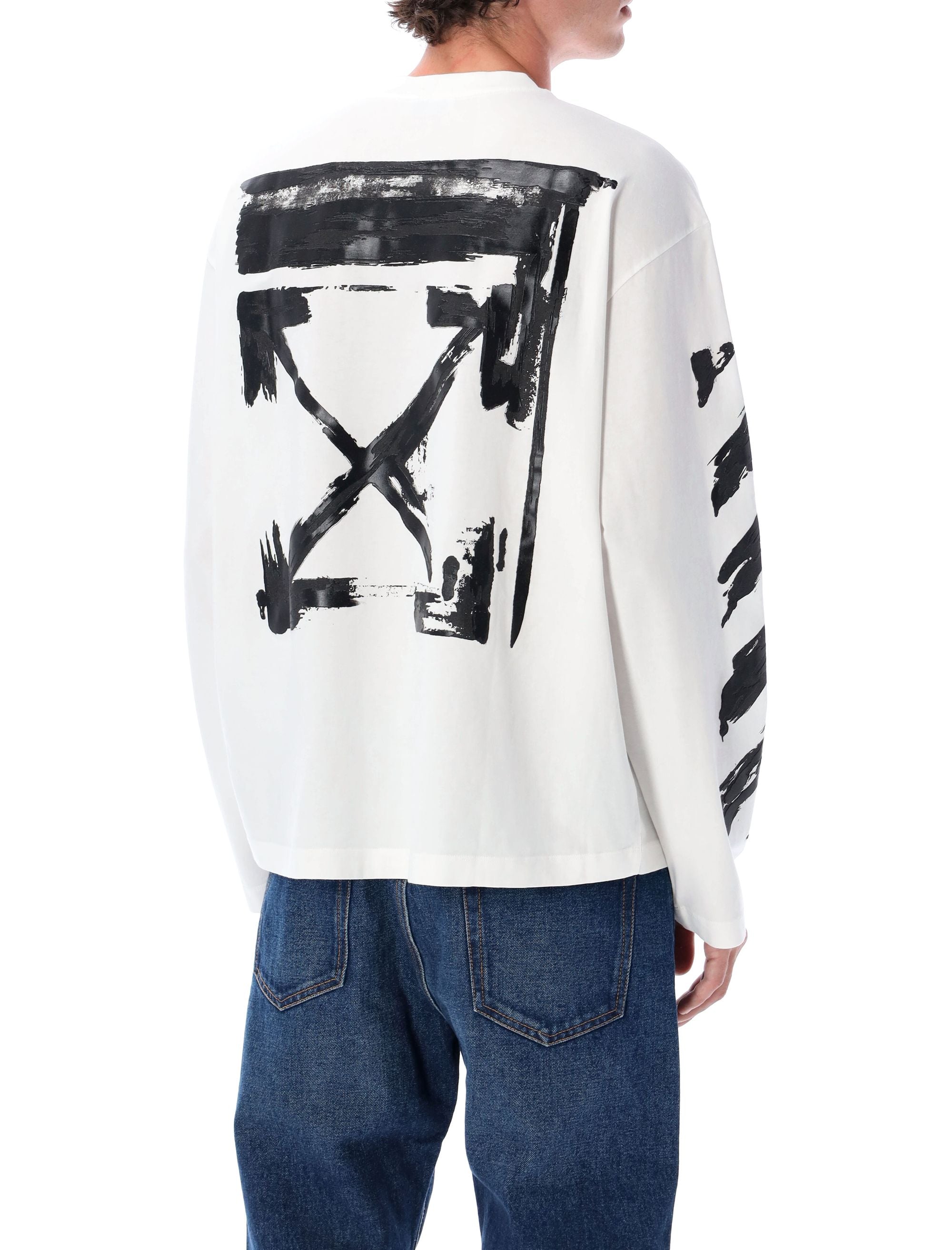 OFF-WHITE 90's Cotton Long Sleeve T-Shirt with Bold Graphic Detailing