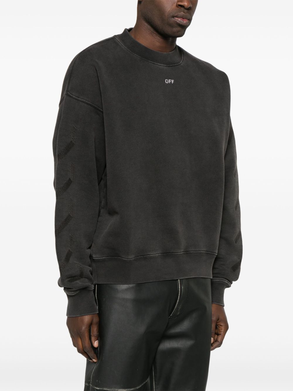 OFF-WHITE 100% Cotton Crew Neck Sweater for Men