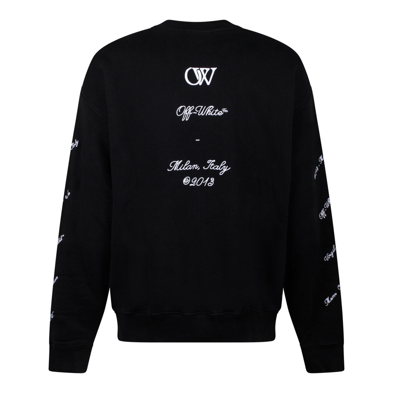 OFF-WHITE Cotton Crew-Neck Sweatshirt with Embroidered Sleeves - Skate Fit