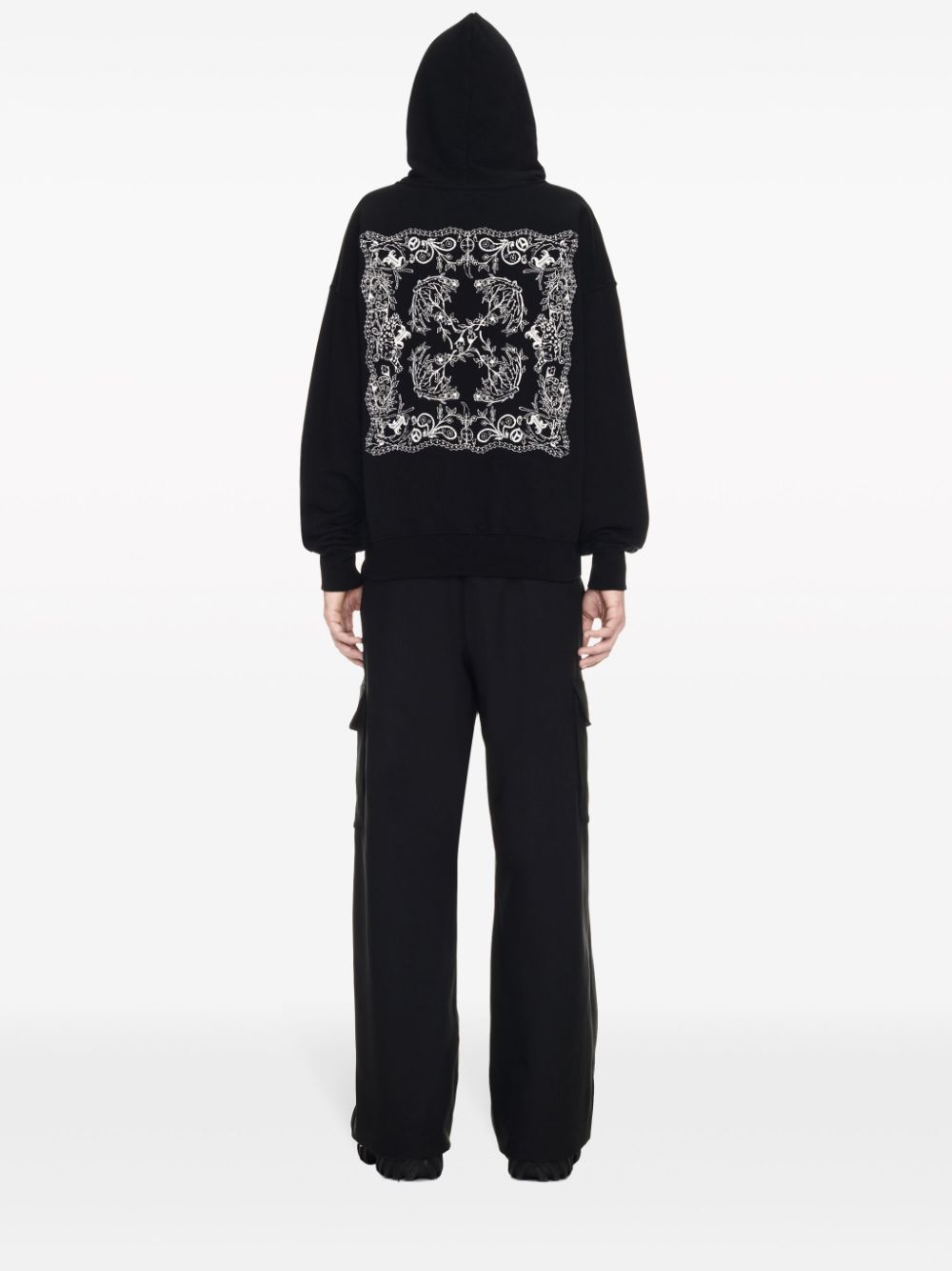 OFF-WHITE Tattoo Bandana Hoodie - Men's Relaxed Fit