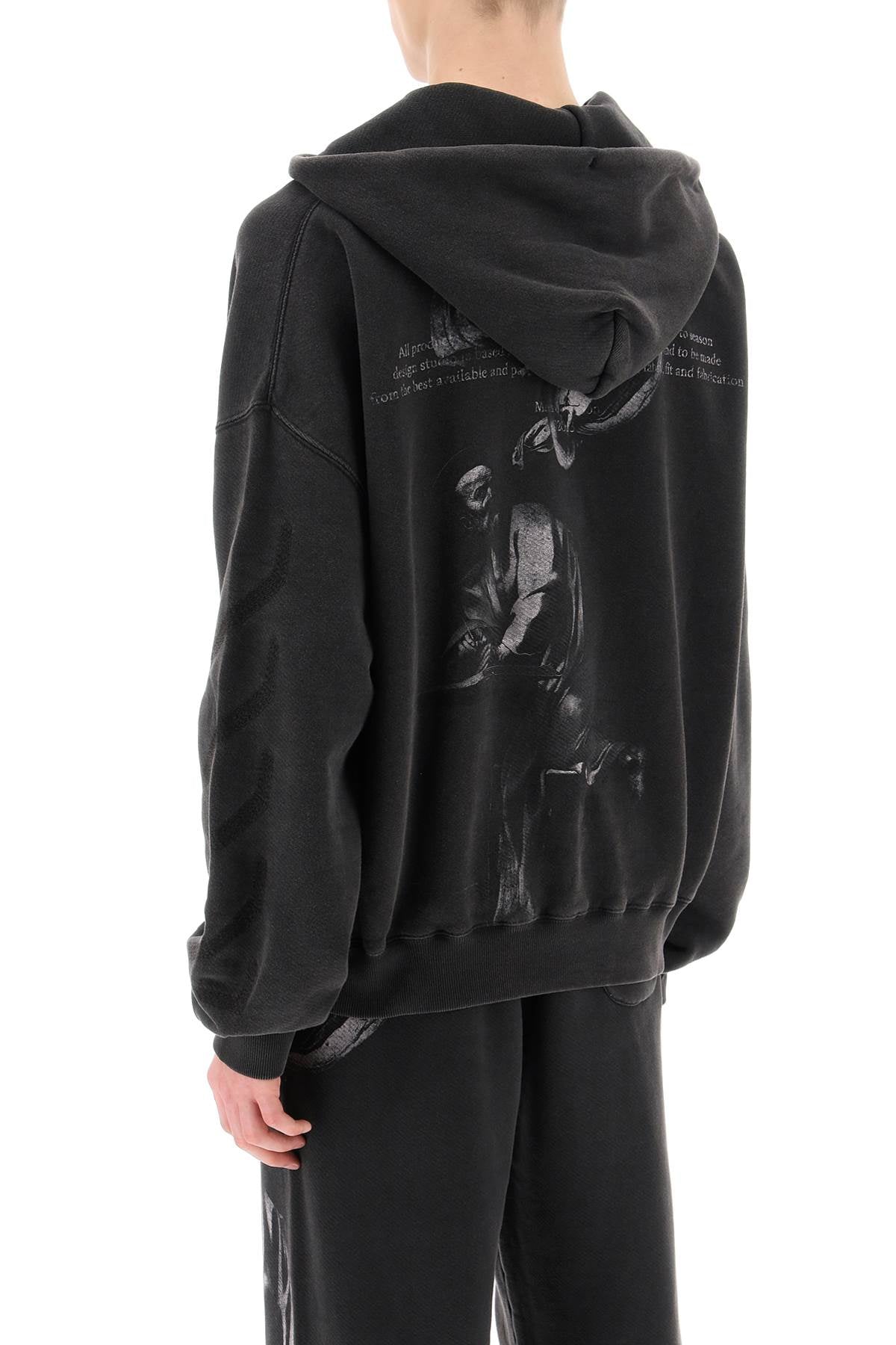 OFF-WHITE Cotton Hoodie with Logo Stamp and Pouch Pocket