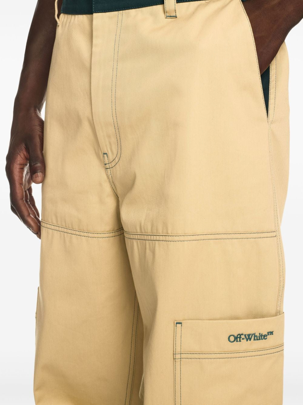OFF-WHITE Contrast Waistband and Stitch Cargo Pants for Men