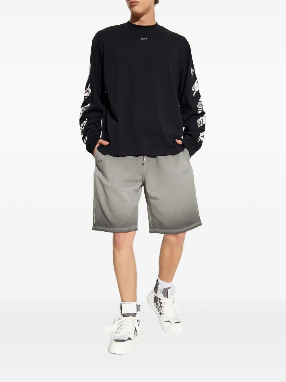 OFF-WHITE Mini Laundry Diagonal Graphic Sweatshorts