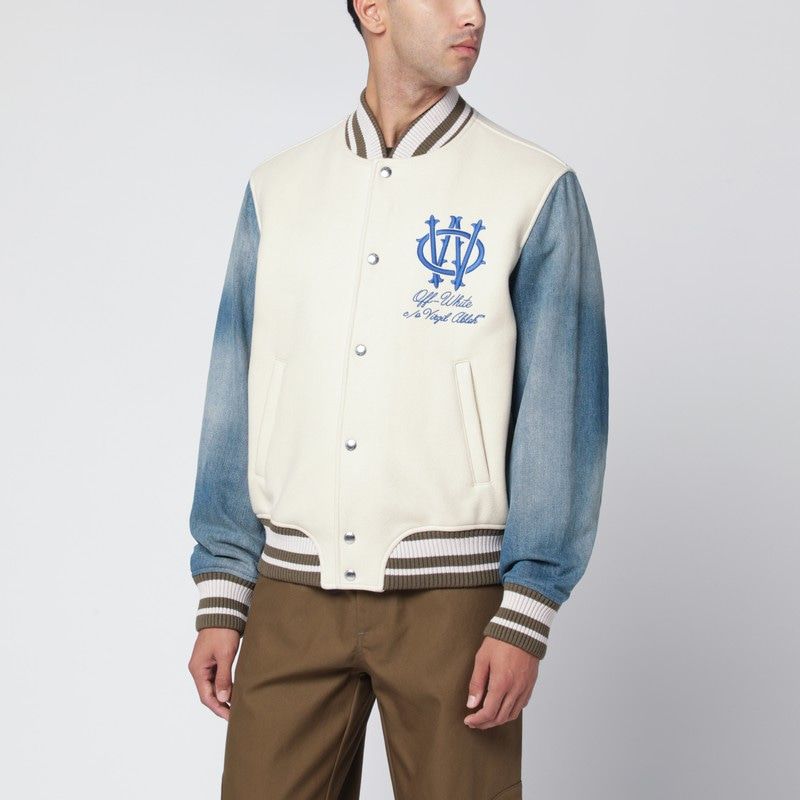 OFF-WHITE Bomber Jacket with Denim Sleeves