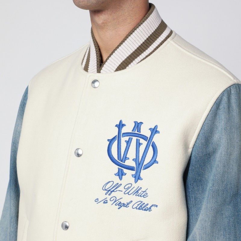 OFF-WHITE Bomber Jacket with Denim Sleeves