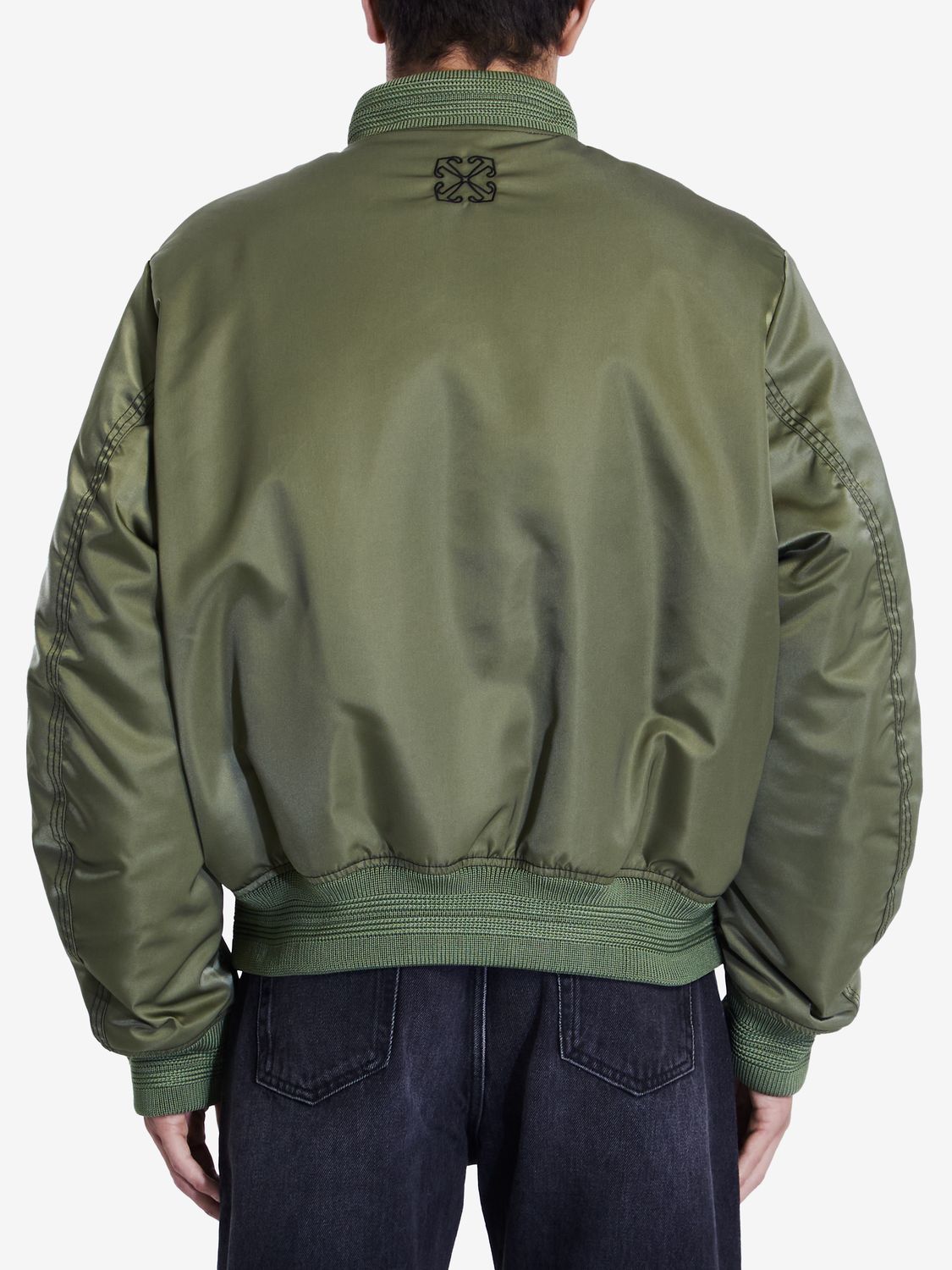 OFF-WHITE Men's Regular Fit Four Leaf Clove Bomber Jacket