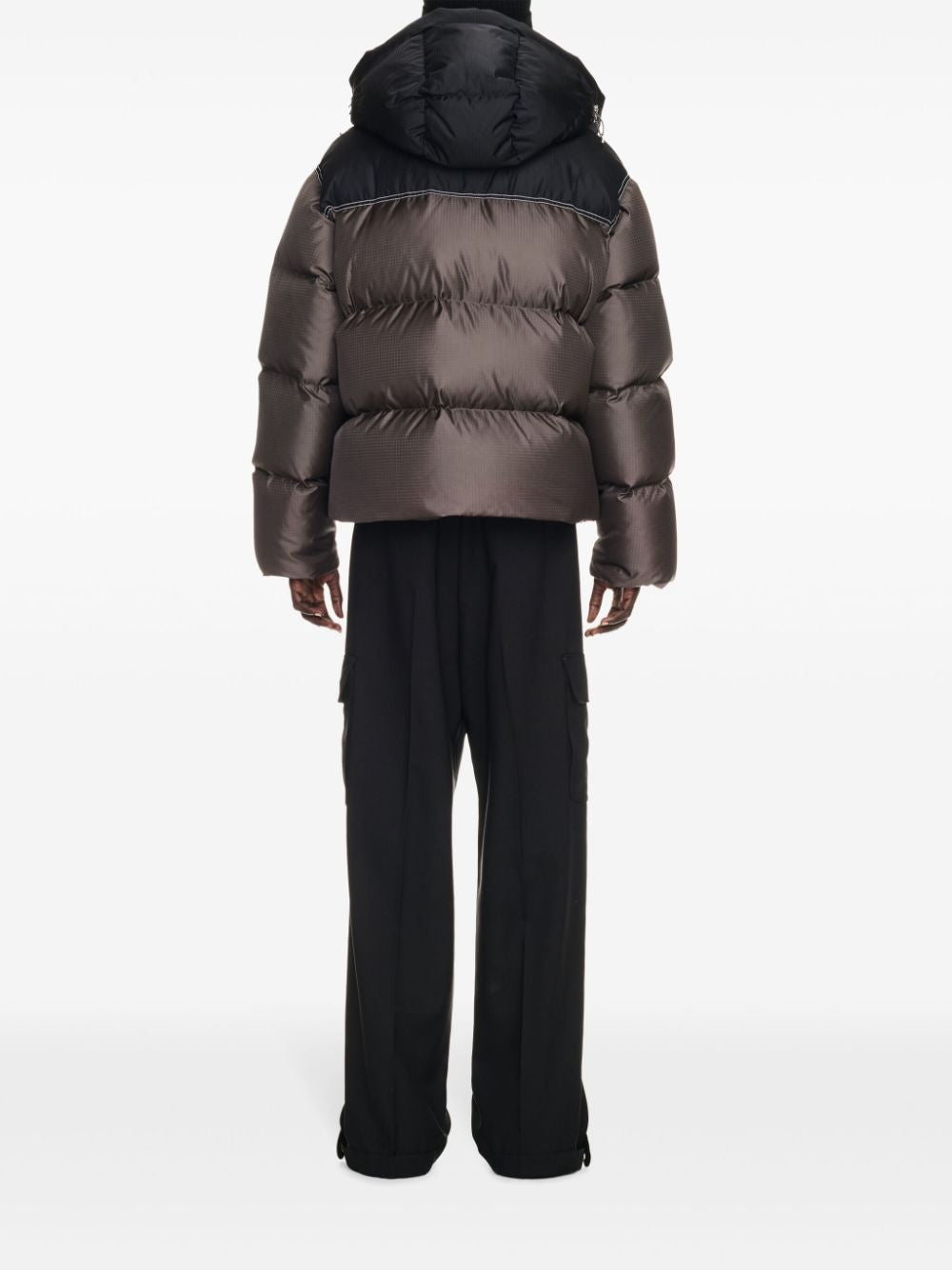 OFF-WHITE Men's Patch Down Jacket with Contrasting Hood