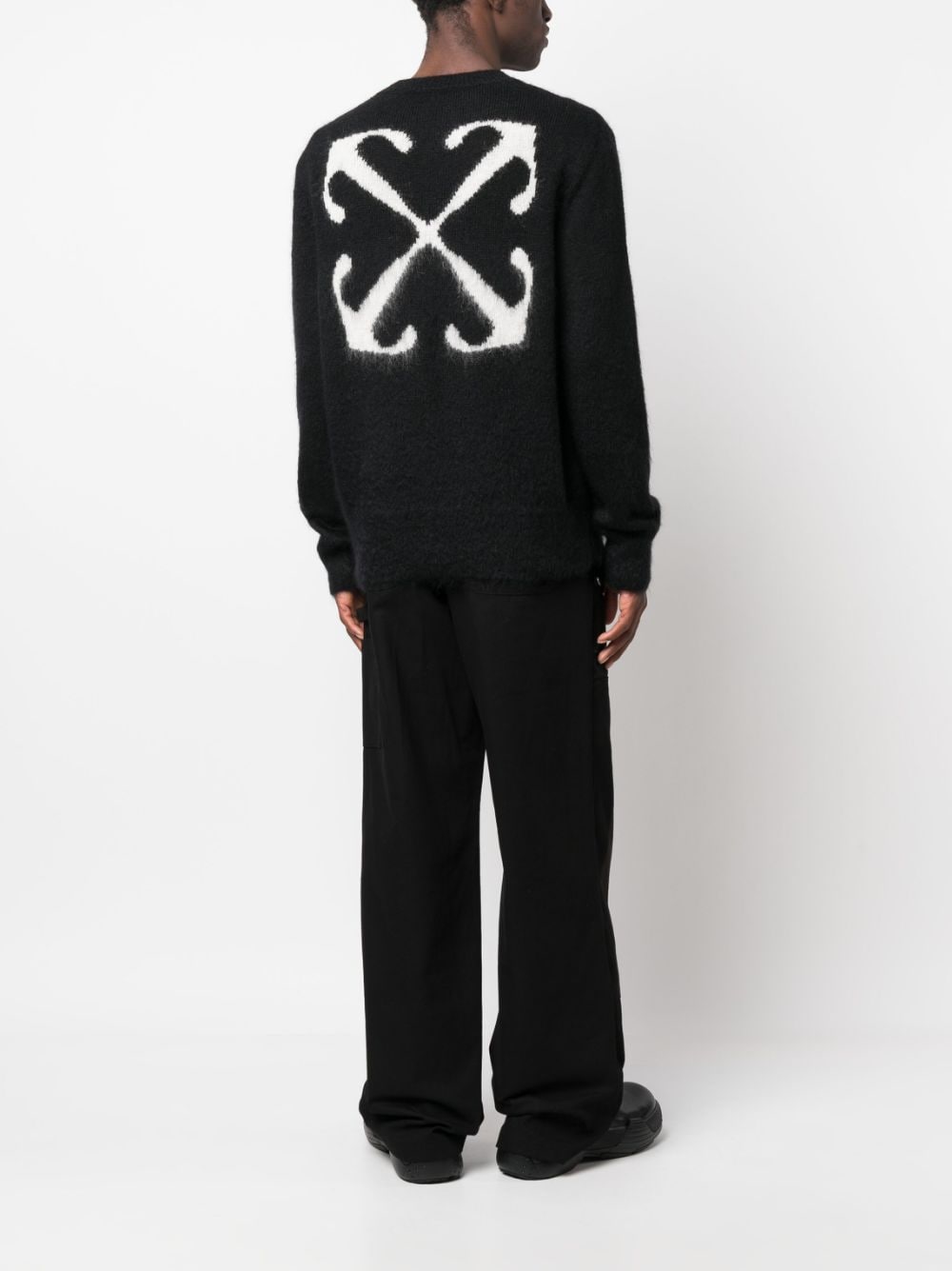 OFF-WHITE Wool Blend Arrow Intarsia Crew-Neck Sweater - Men's