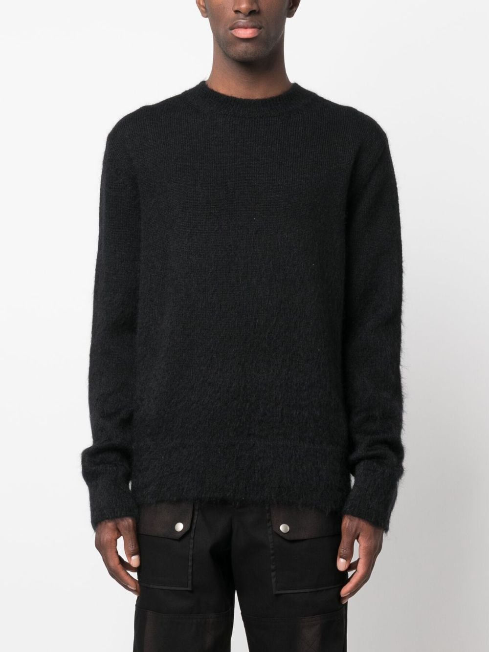 OFF-WHITE Mohair Blend Sweater with Ribbed Collar - Men's FW23