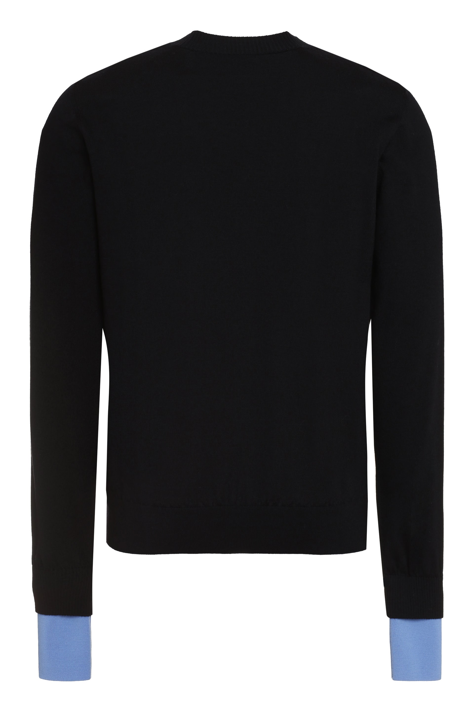 OFF-WHITE Knit Wool Pullover with Thumbhole Cuffs