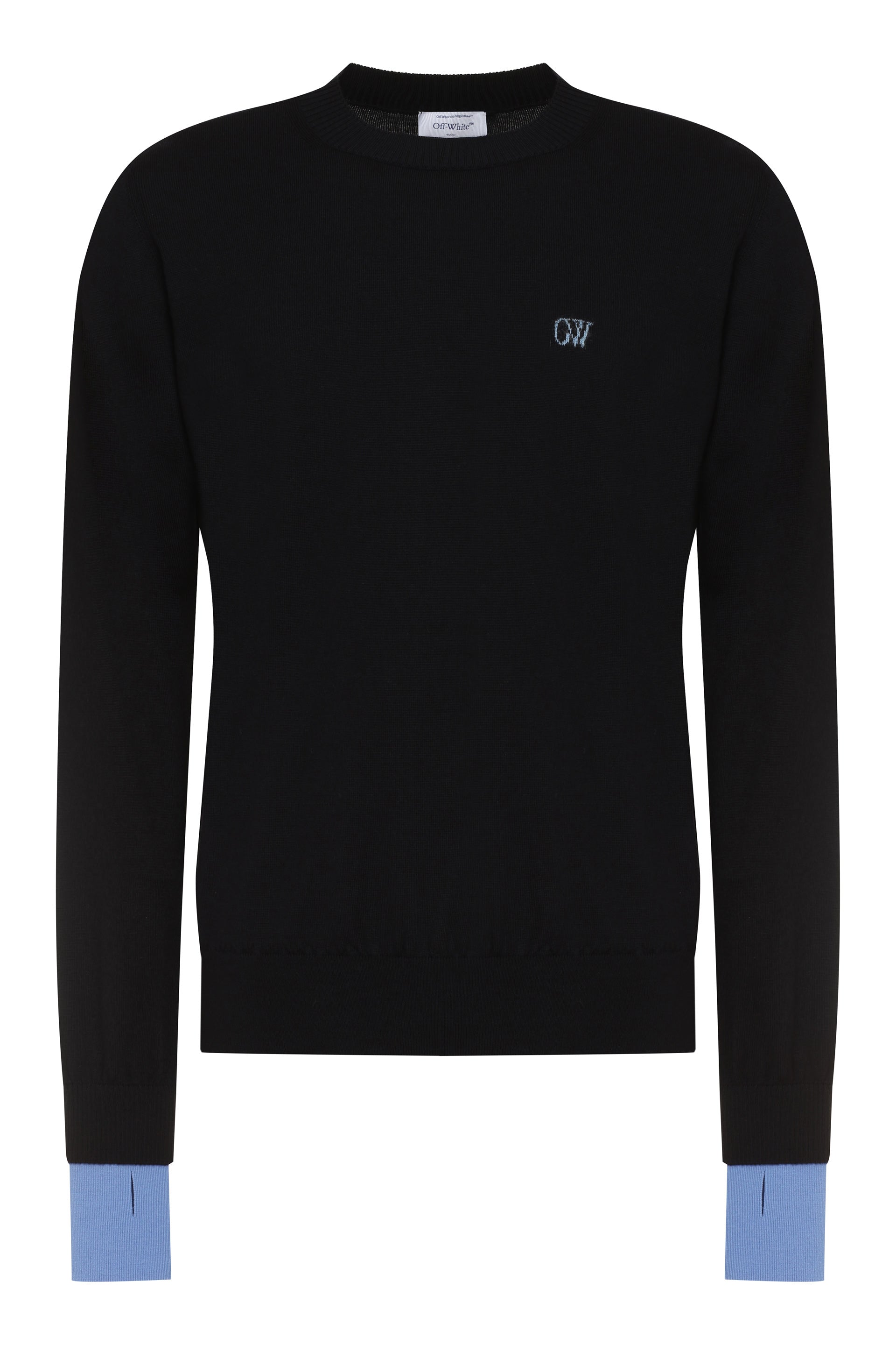 OFF-WHITE Knit Wool Pullover with Thumbhole Cuffs