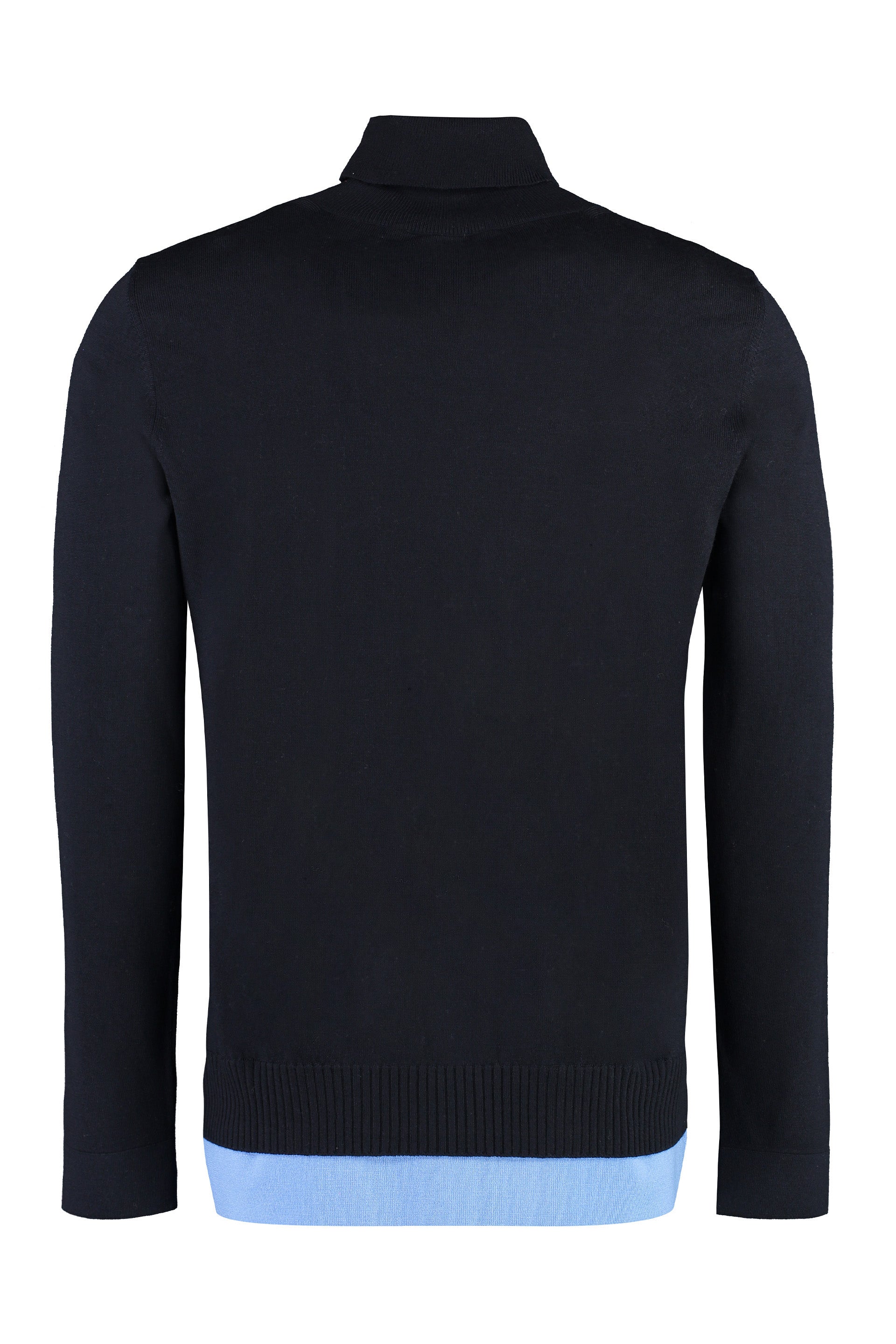 OFF-WHITE Wool Turtleneck Sweater with Contrast Color Double Hem