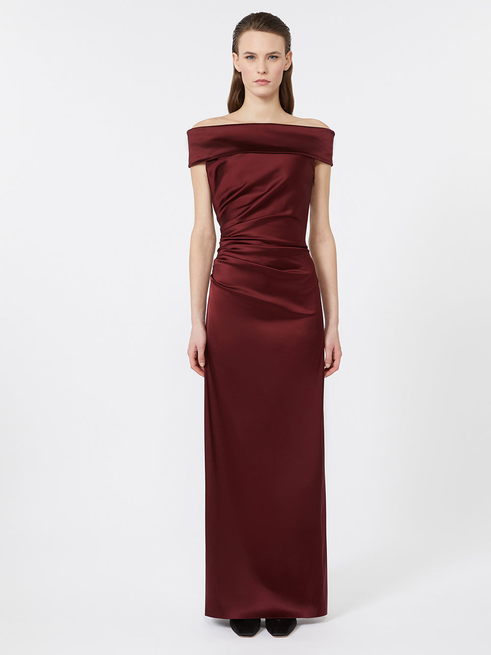 MAX MARA Elegant Long Stretch Satin Dress