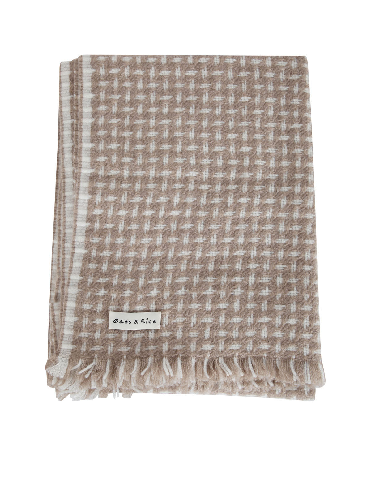 OATS & RICE Cross Pattern Twill Cashmere Scarf