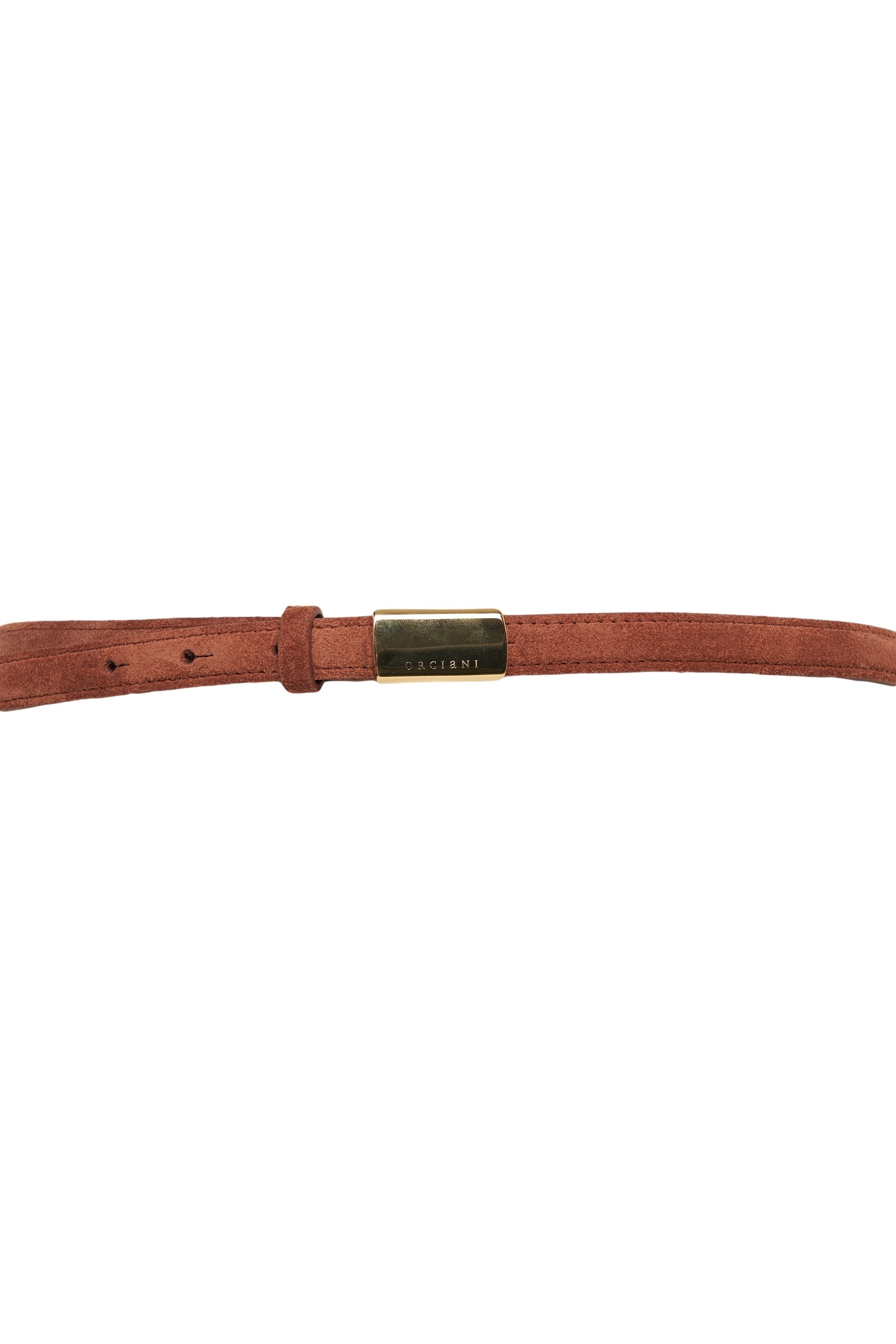 ORCIANI Elegant Suede Belt with Gold-Tone Buckle - 1 cm Width