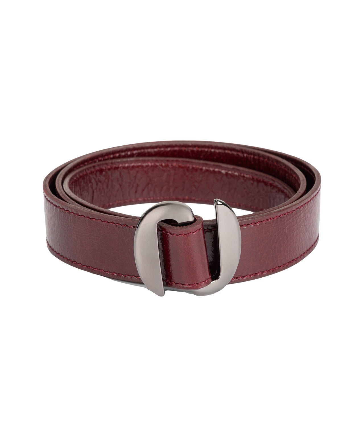 ORCIANI Minimalist Leather Belt with Sculptural Metal Buckle