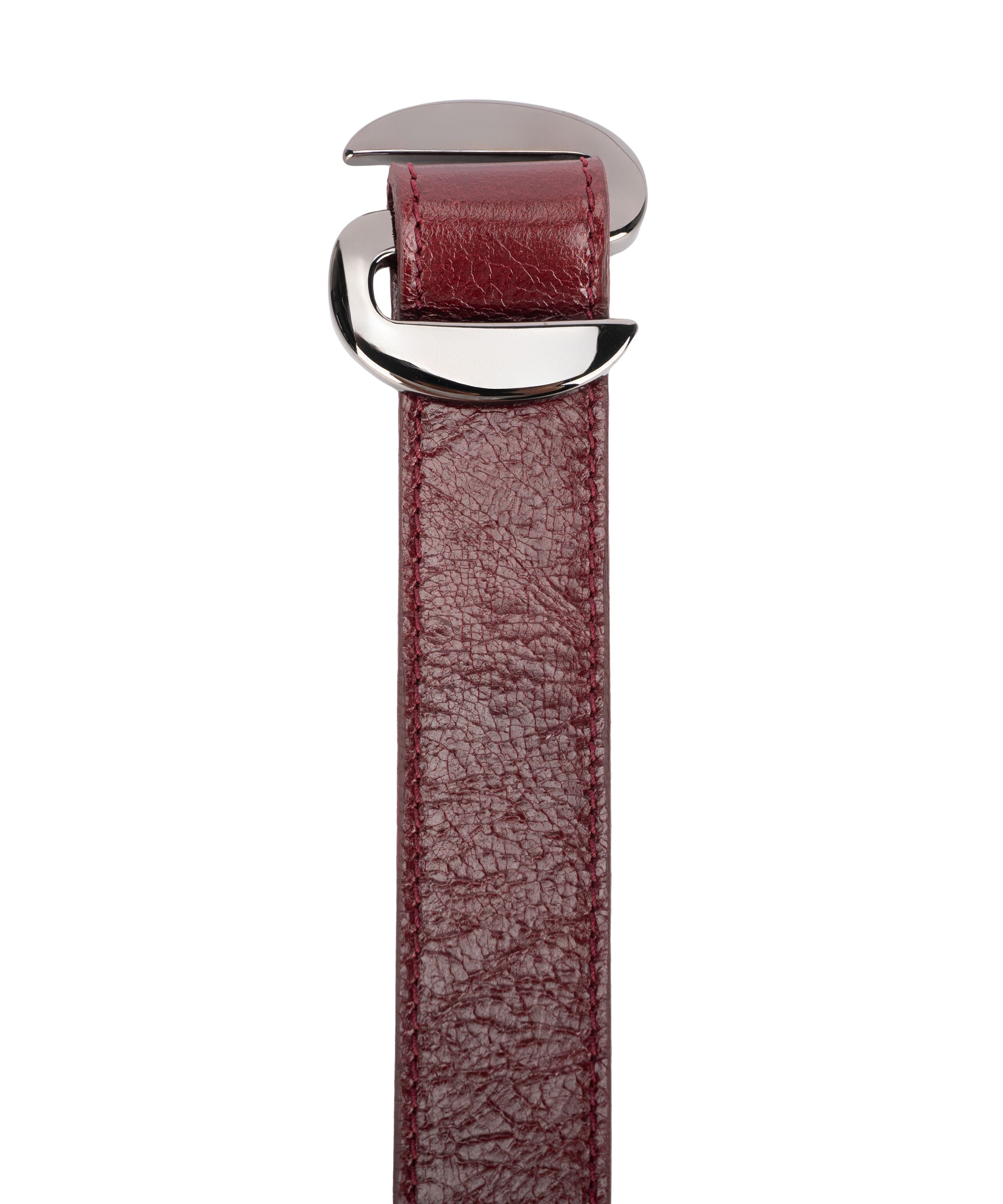 ORCIANI Minimalist Leather Belt with Sculptural Metal Buckle