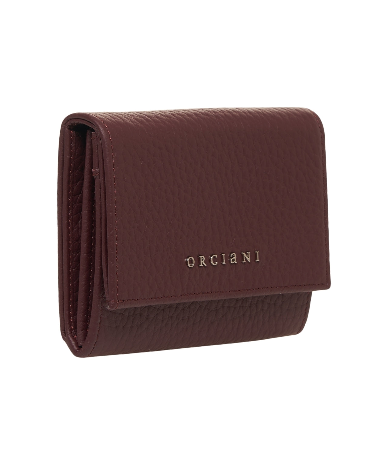 ORCIANI Mini Hammered Leather Wallet with Flap Closure