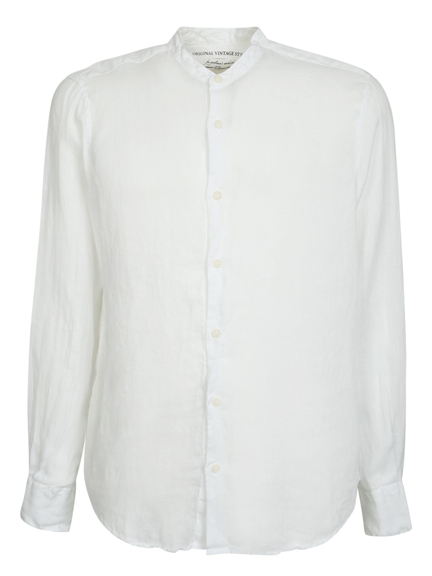 Original Vintage Men's Linen Shirt with Mandarin Collar