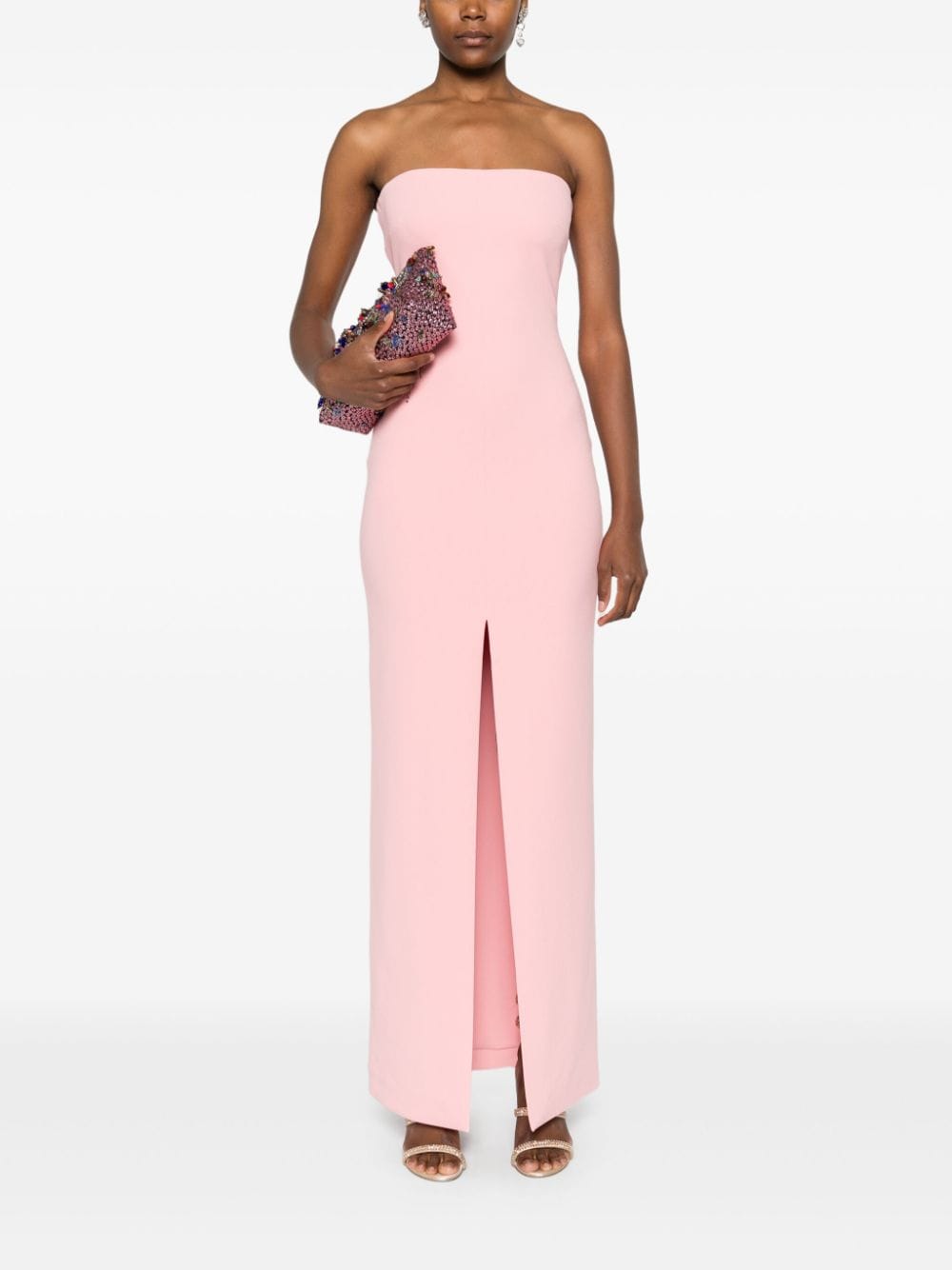 SOLACE LONDON Maxi Dress with Strapless Front Slit