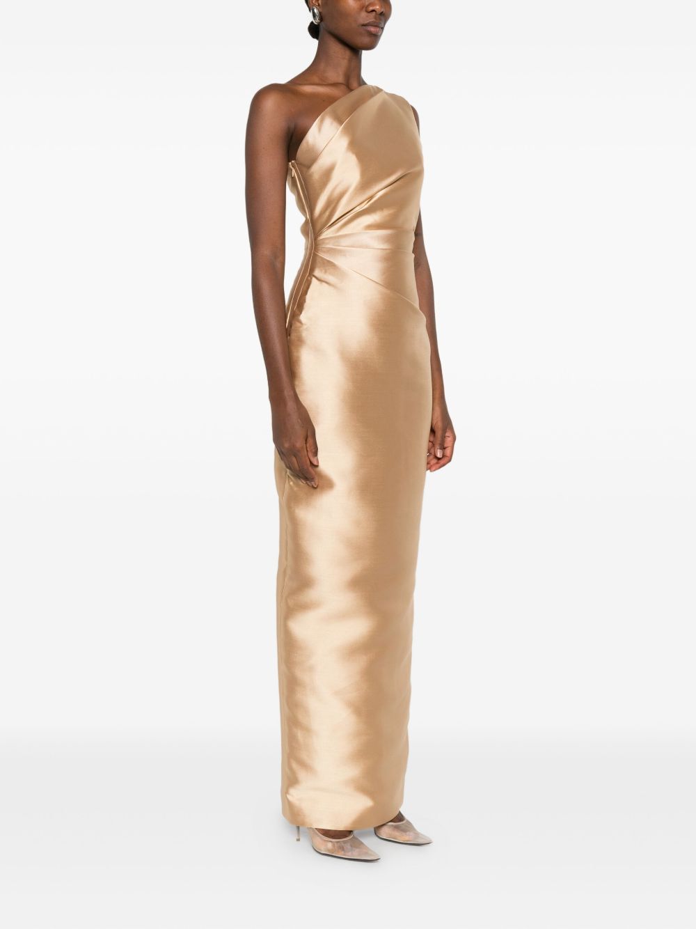 SOLACE LONDON One-Shoulder Midi Dress