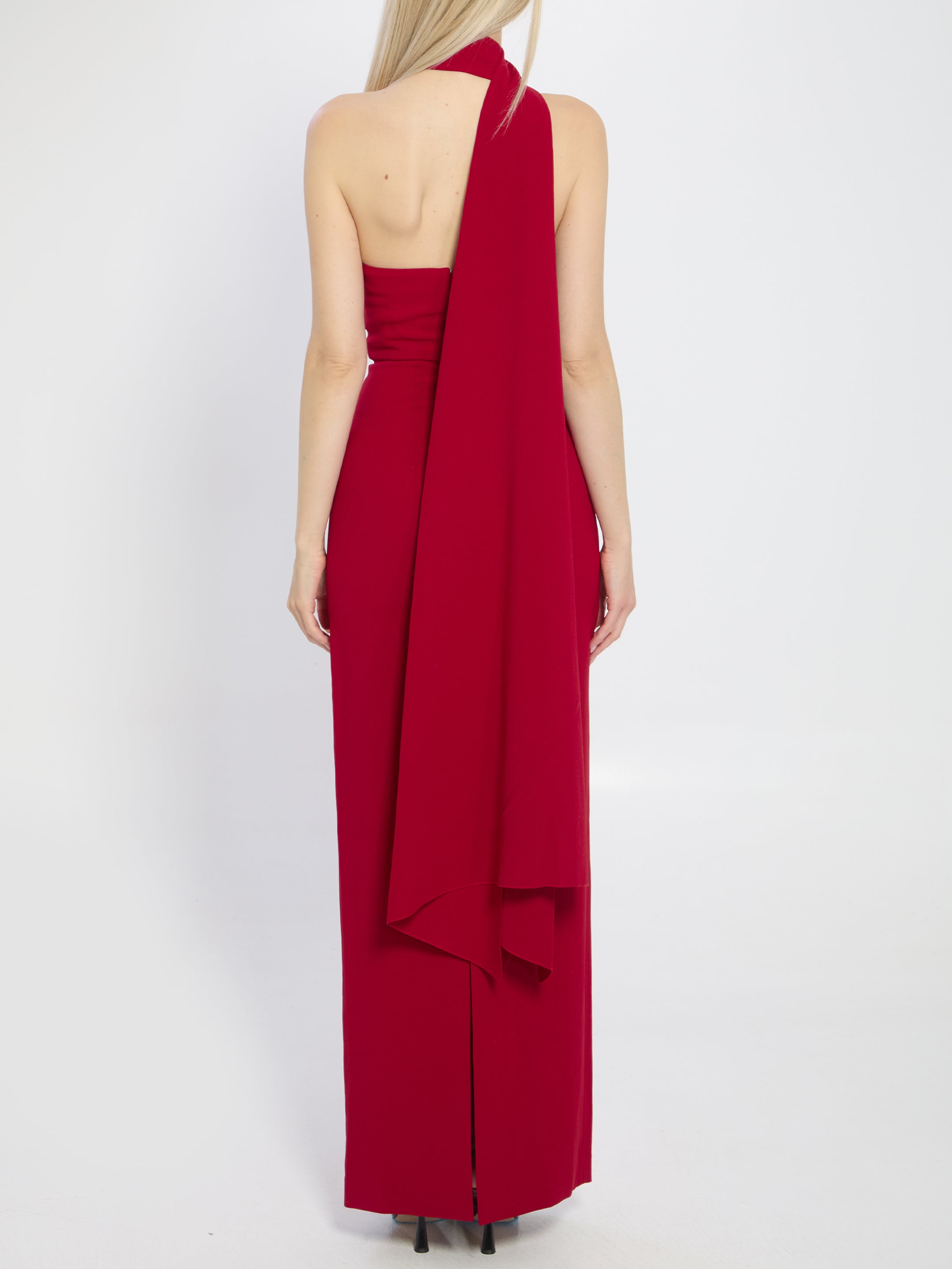 SOLACE LONDON Demi Maxi Dress with Back Slit and Zip Fastening