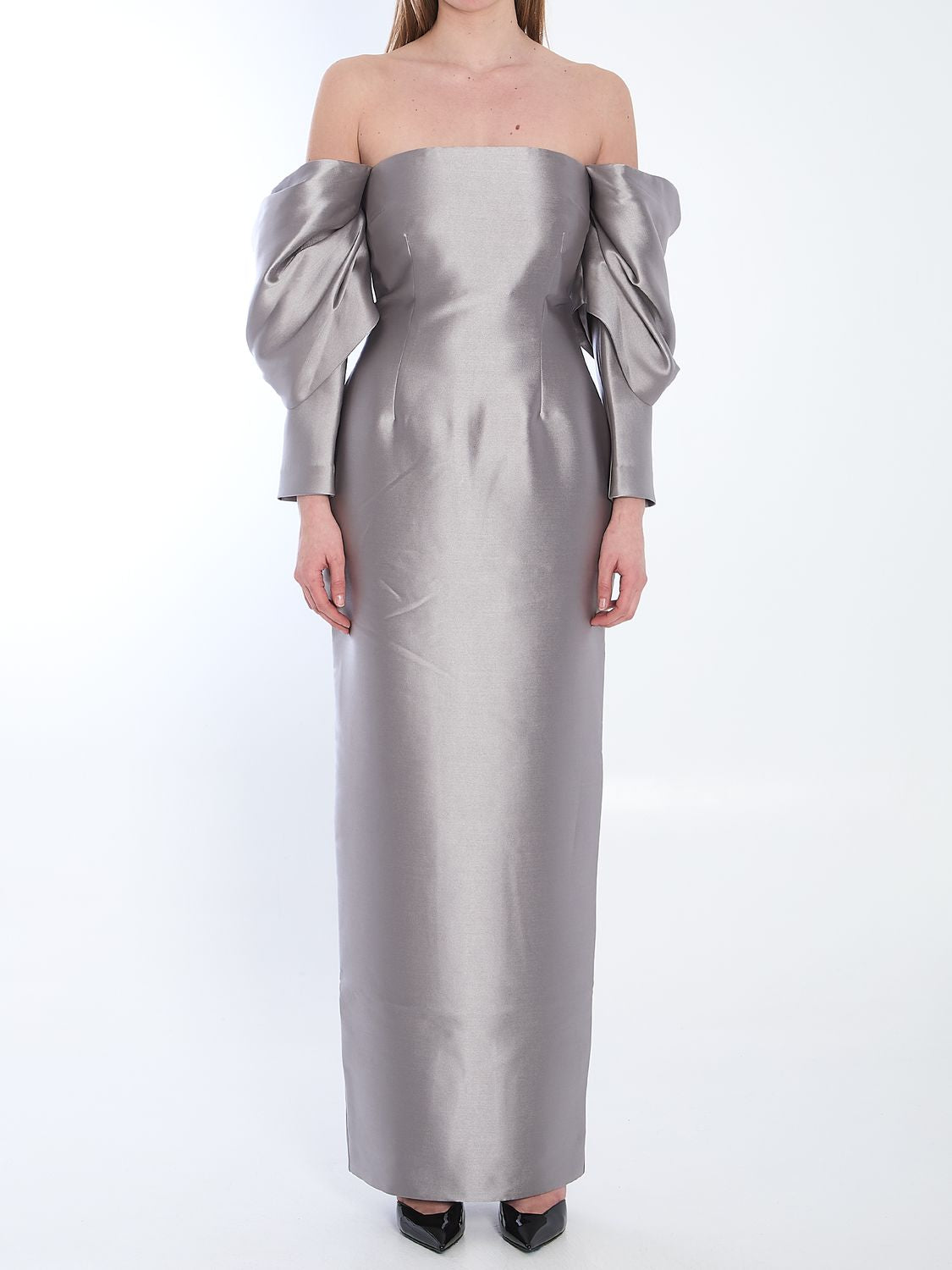 SOLACE LONDON Layah Off-the-Shoulder Long Dress - Slim Fit