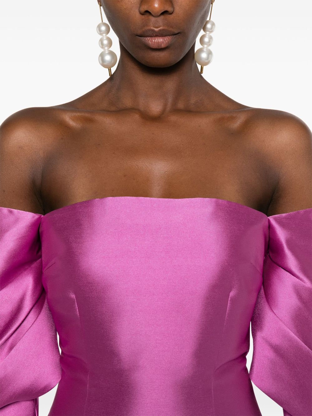 SOLACE LONDON Fitted Mini Dress with Long Draped Sleeves