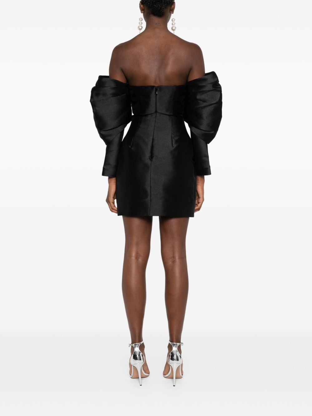 SOLACE LONDON Chic Women's Mini Dress with Long Draped Sleeves