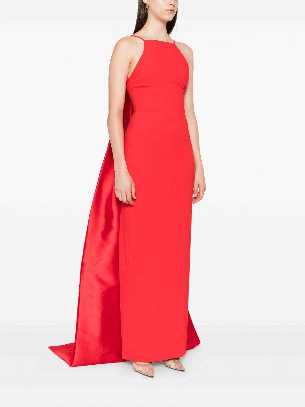 SOLACE LONDON Halterneck Maxi Dress with Train Detail for Women