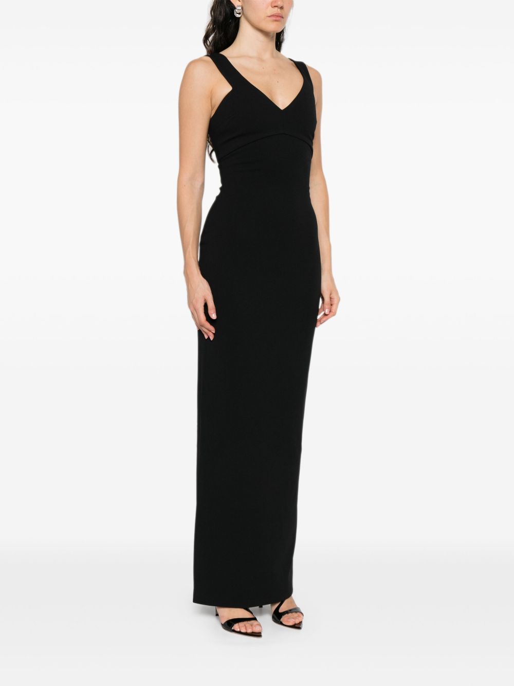 SOLACE LONDON Fitted Maxi Dress with Off-the-Shoulder Design - UK Size 8