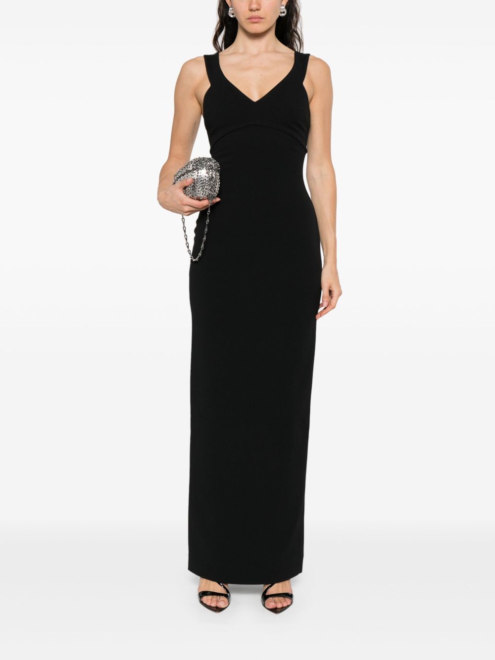 SOLACE LONDON Fitted Maxi Dress with Off-the-Shoulder Design - UK Size 8