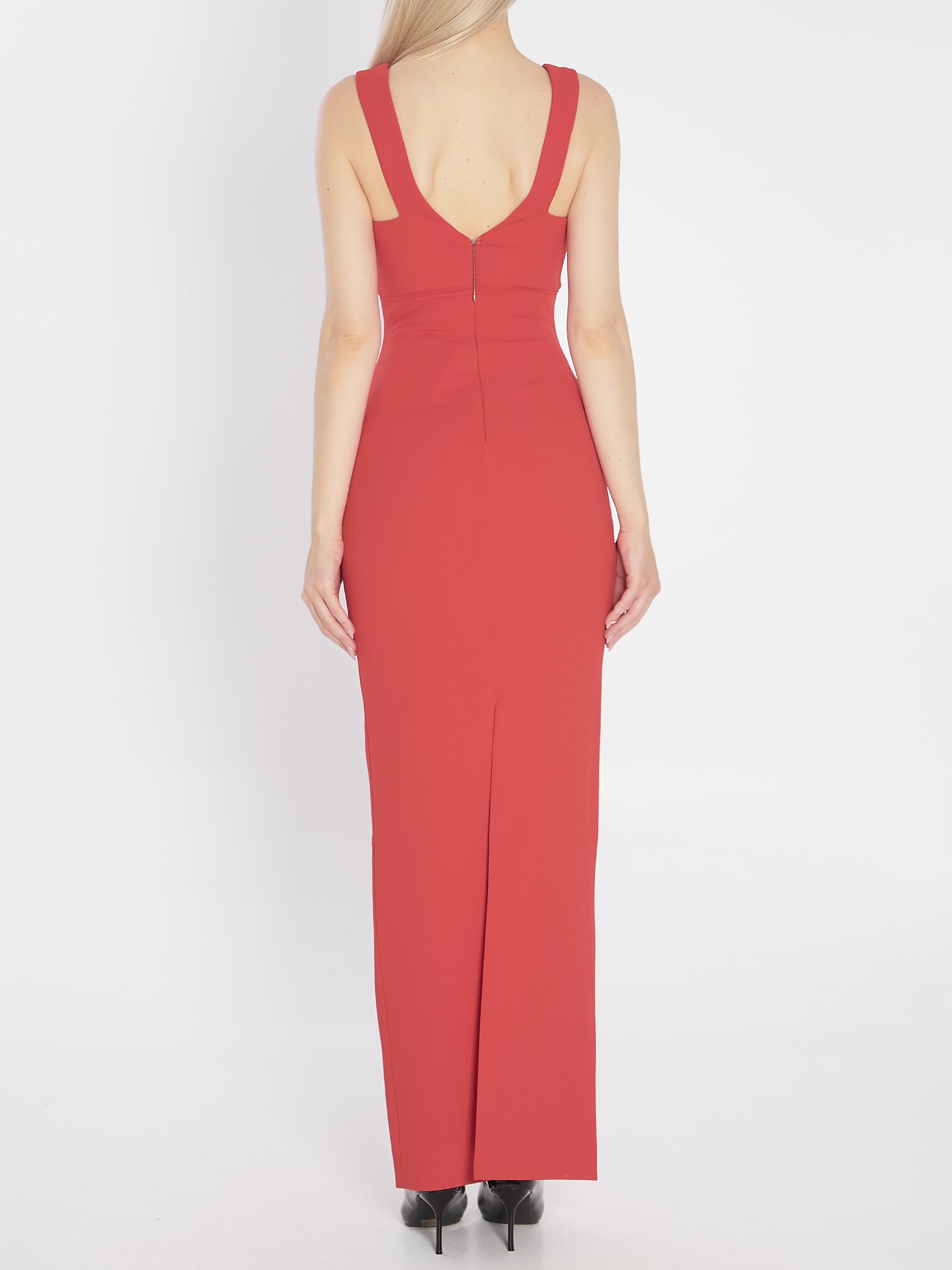 SOLACE LONDON Maxi Dress - Fitted V-Neck with Off-the-Shoulder Design Size 8