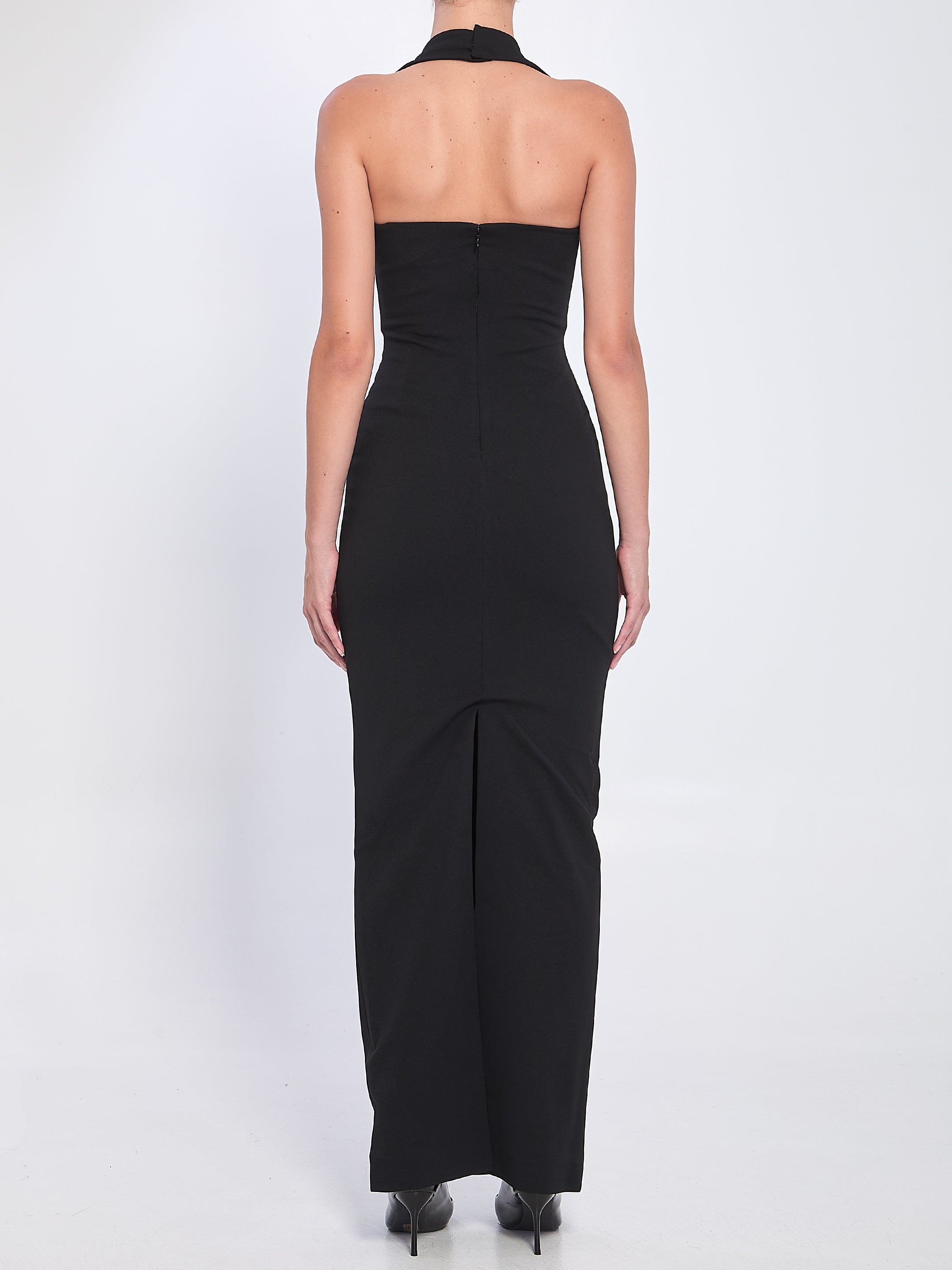 SOLACE LONDON Elegant Maxi Dress with Halterneck Design