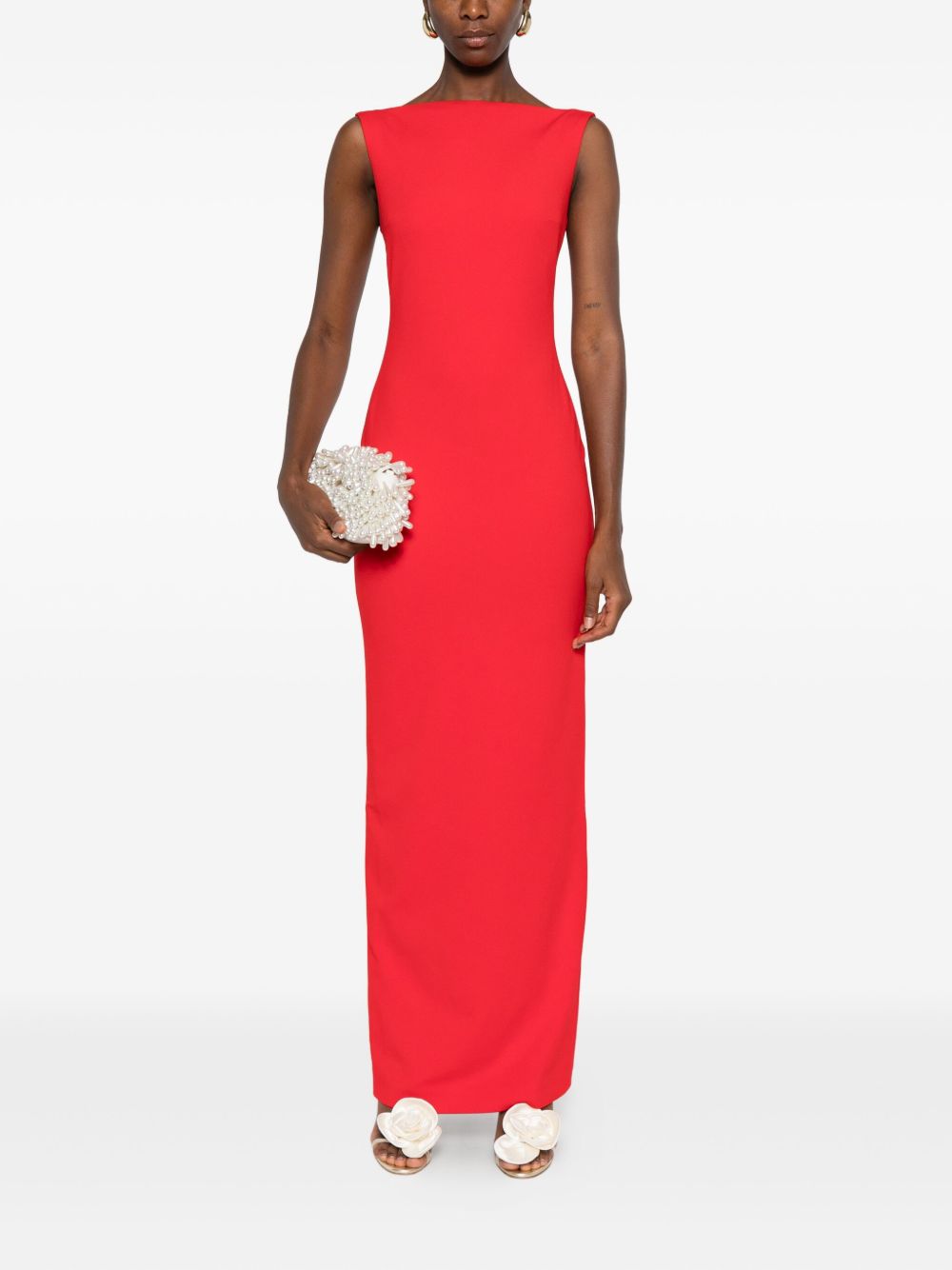 SOLACE LONDON Boat Neck Sleeveless Maxi Length Dress