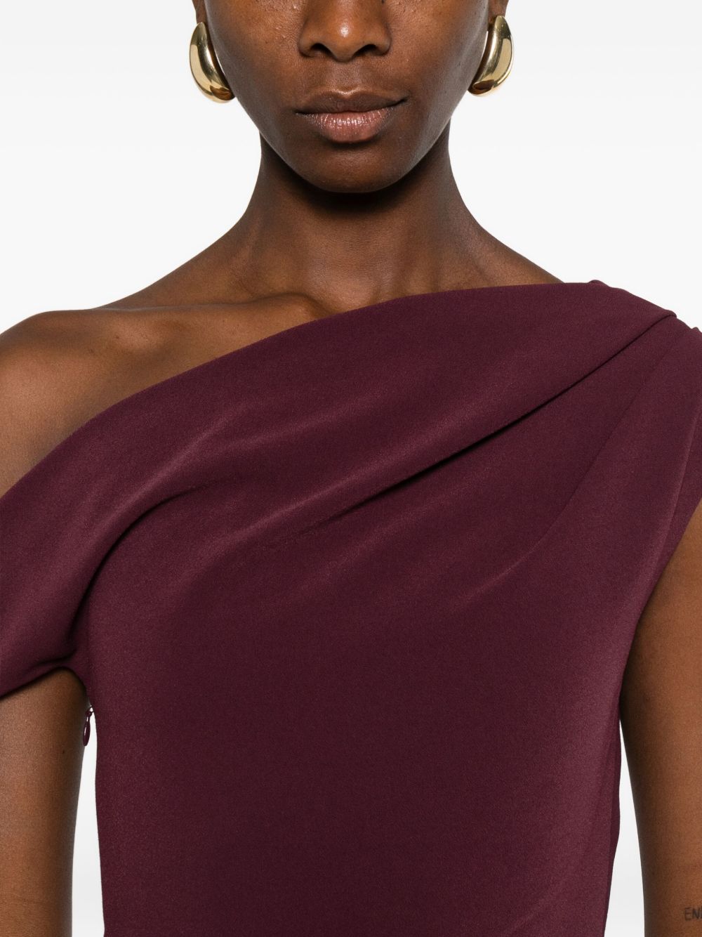 SOLACE LONDON Irina Midi Dress with Cowl Neck and Side Split for Women