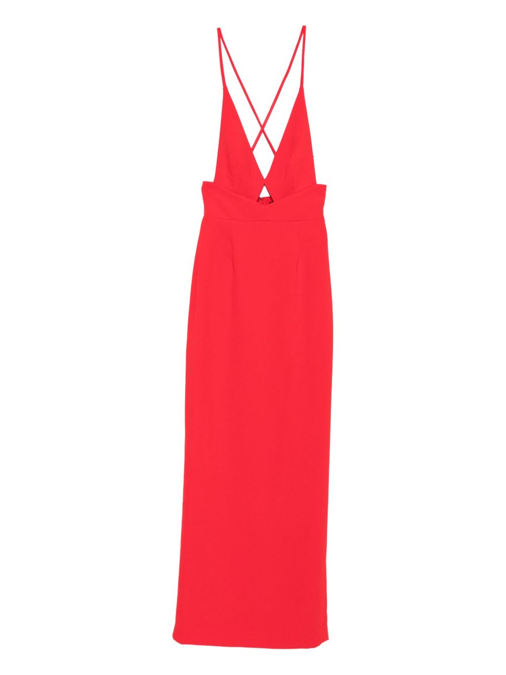 SOLACE LONDON Milly Midi Dress with Red Cross-Back Straps
