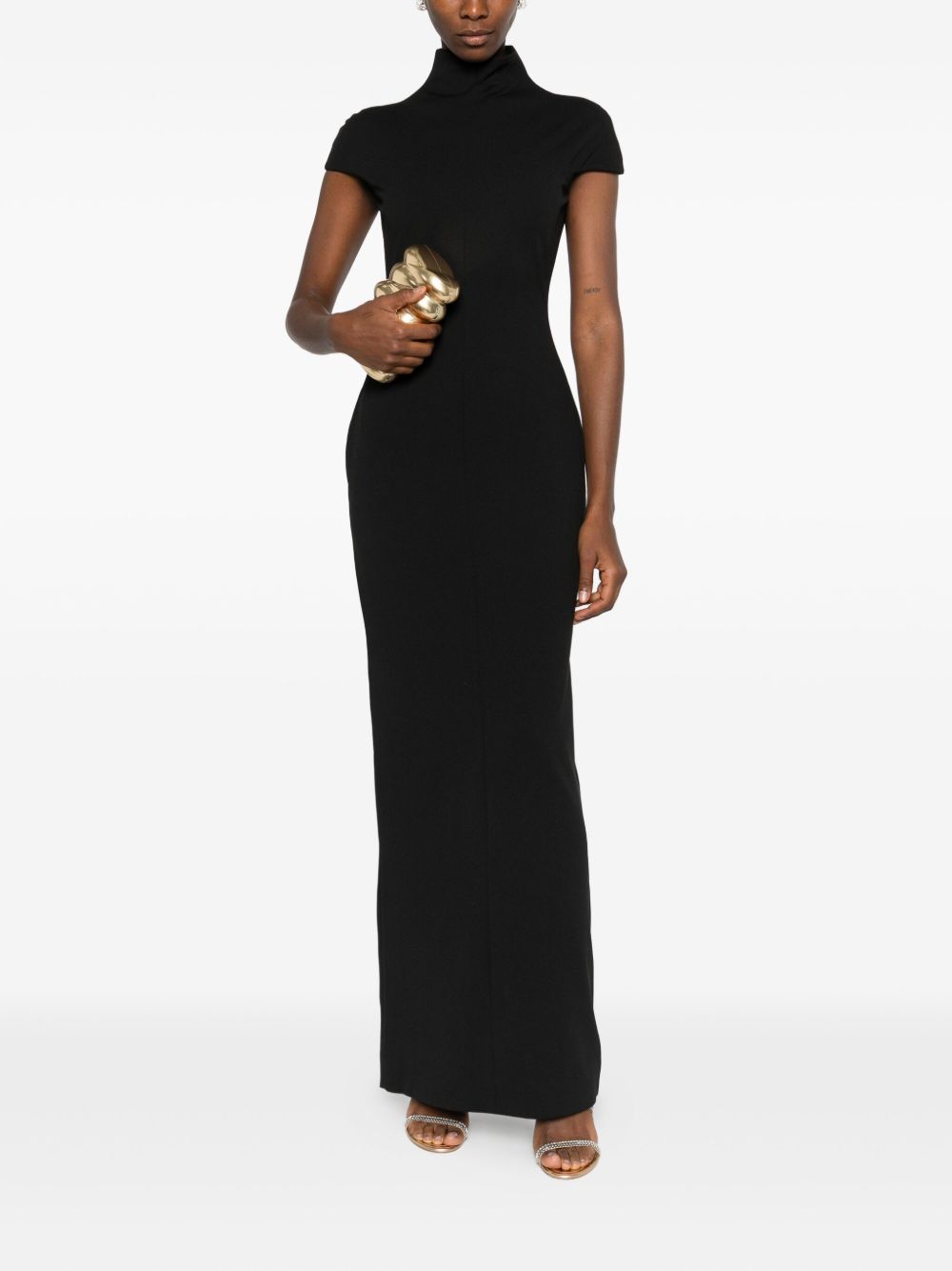 SOLACE LONDON Maxi Dress with High Neck and Concealed Zip