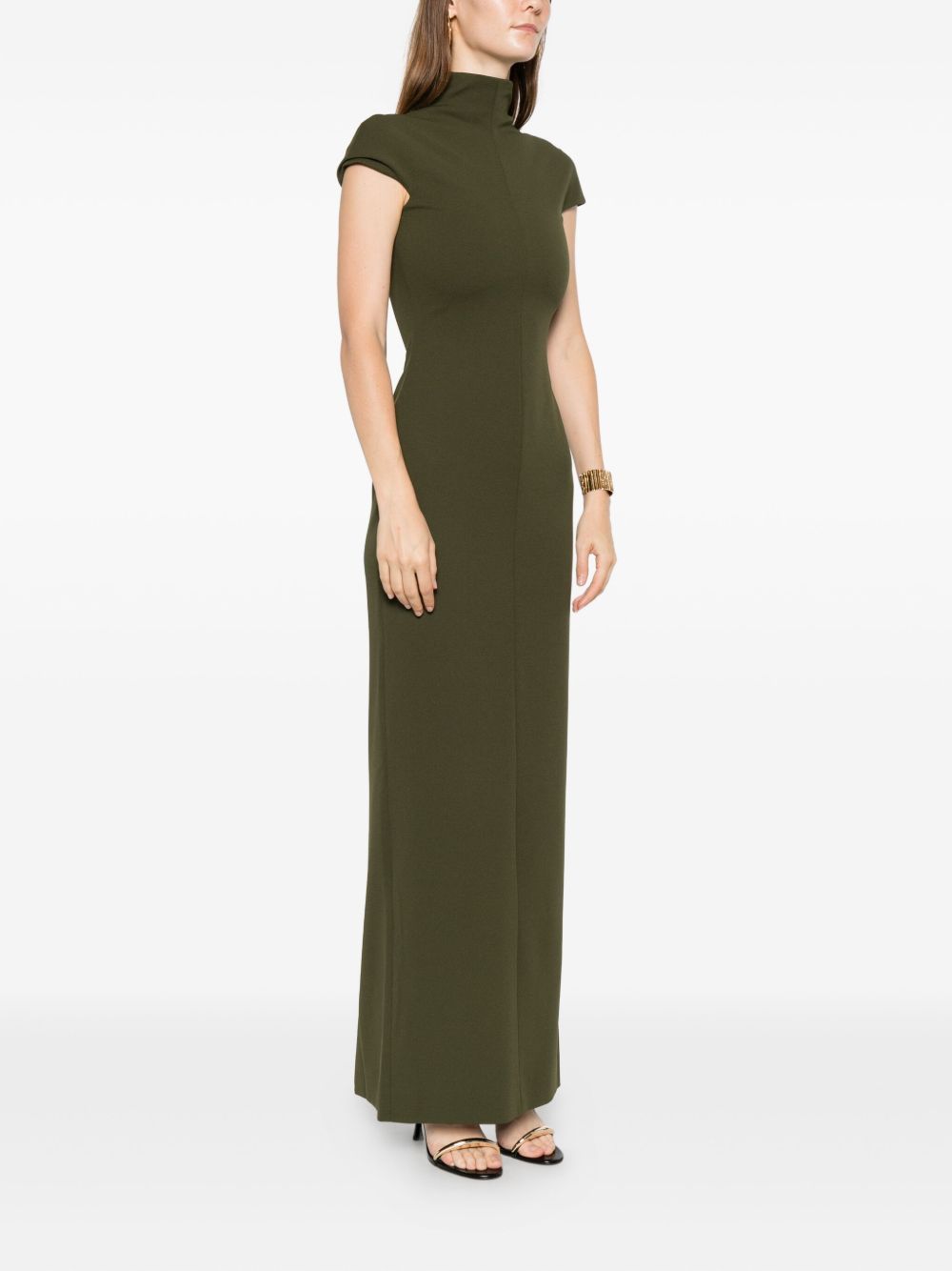 SOLACE LONDON High Neck Cap Sleeve Maxi Dress