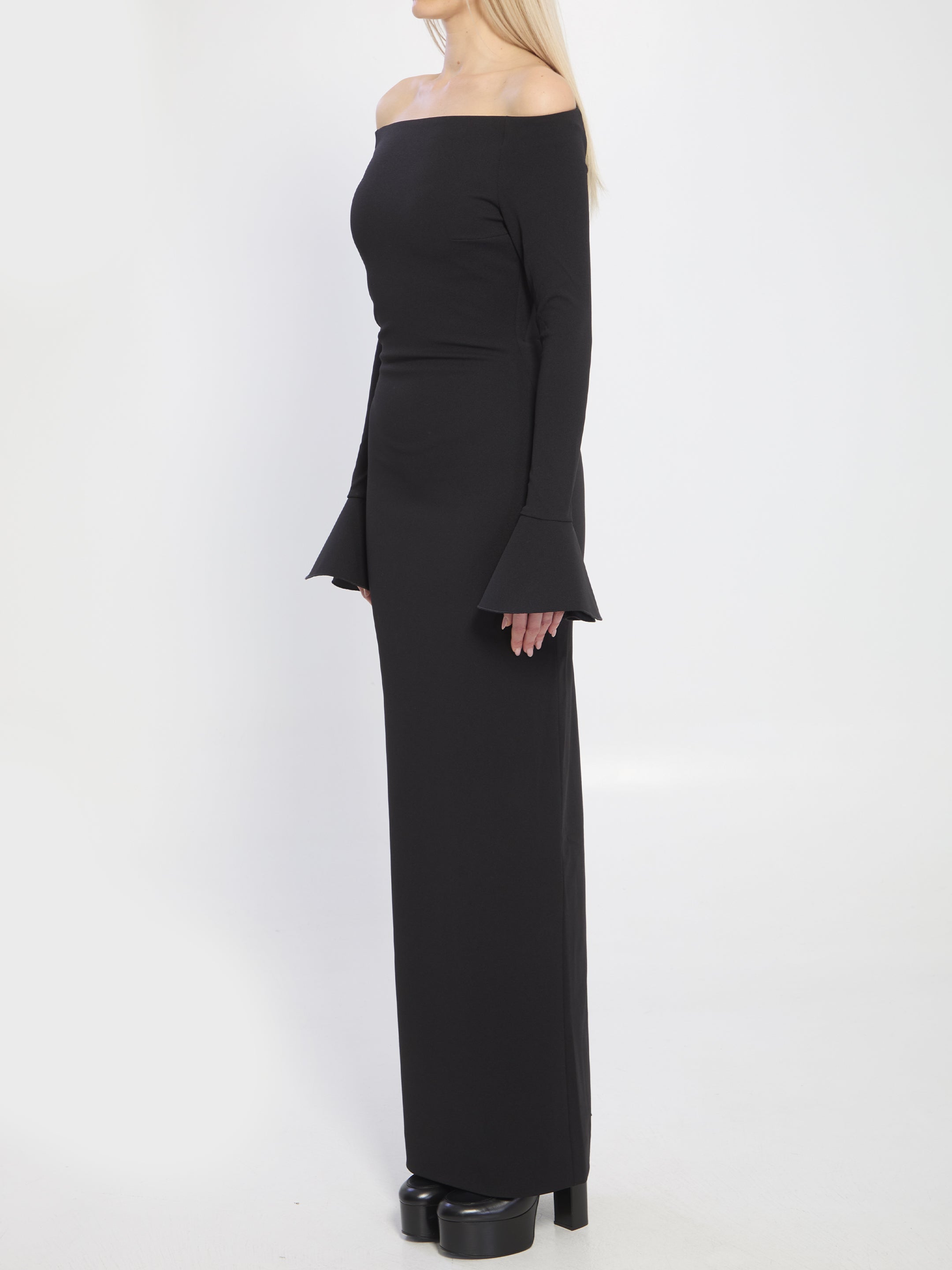 SOLACE LONDON Maxi Dress with Long Sleeves and Flared Cuffs