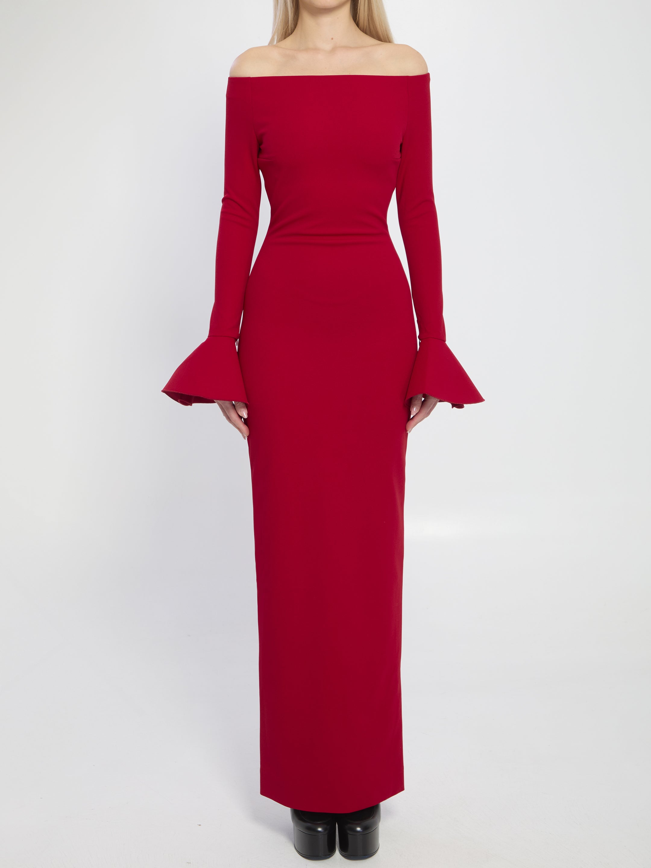 SOLACE LONDON Maxi Dress with Bateau Neckline and Flared Cuffs - Size 8