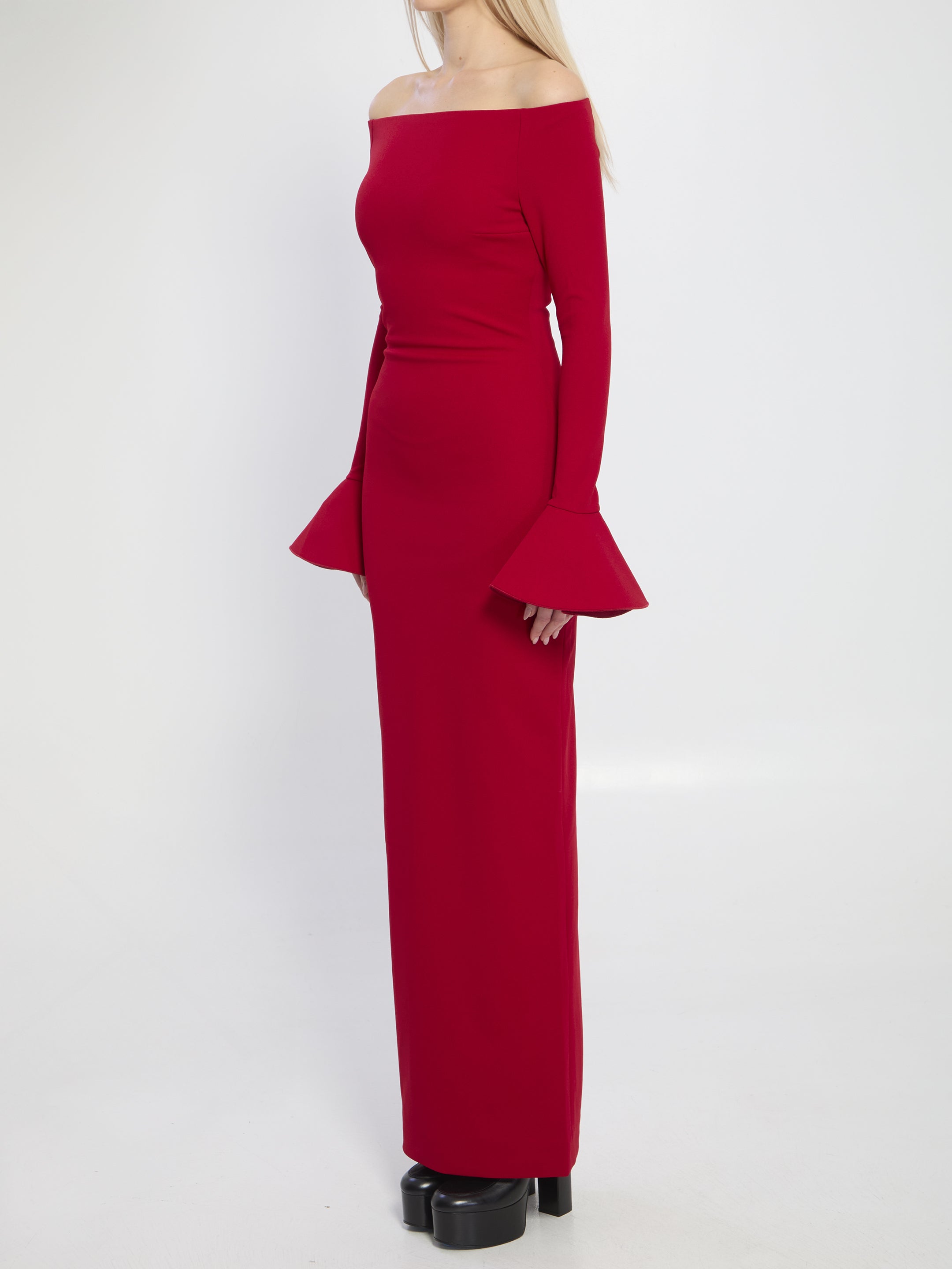 SOLACE LONDON Maxi Dress with Bateau Neckline and Flared Cuffs - Size 8