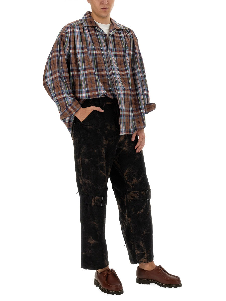 AIE Oversize Fit Seersucker Cotton Shirt for Men - Size L