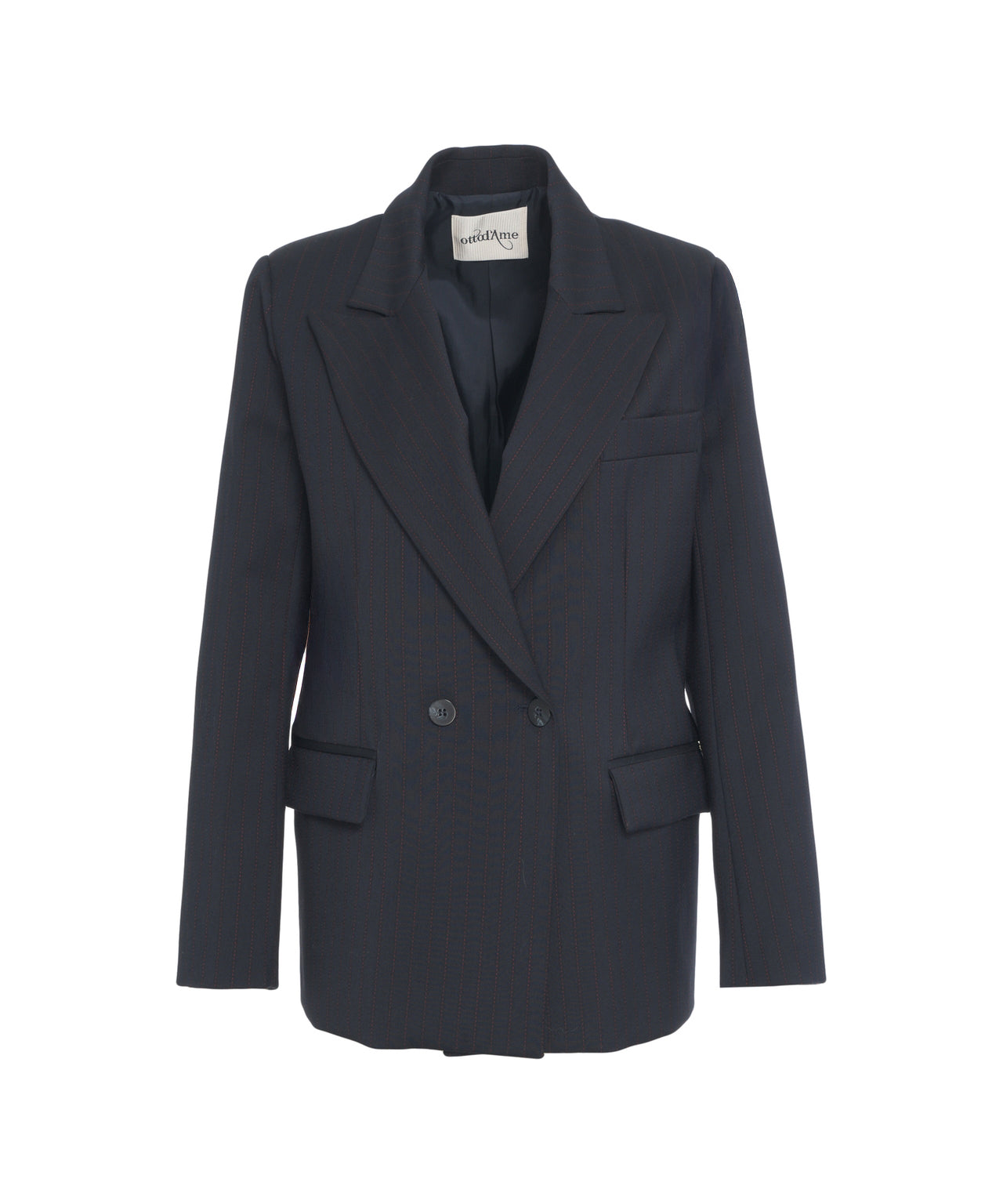 OTTO D AME Elegant Pinstripe Double-Breasted Blazer for Women - FW25