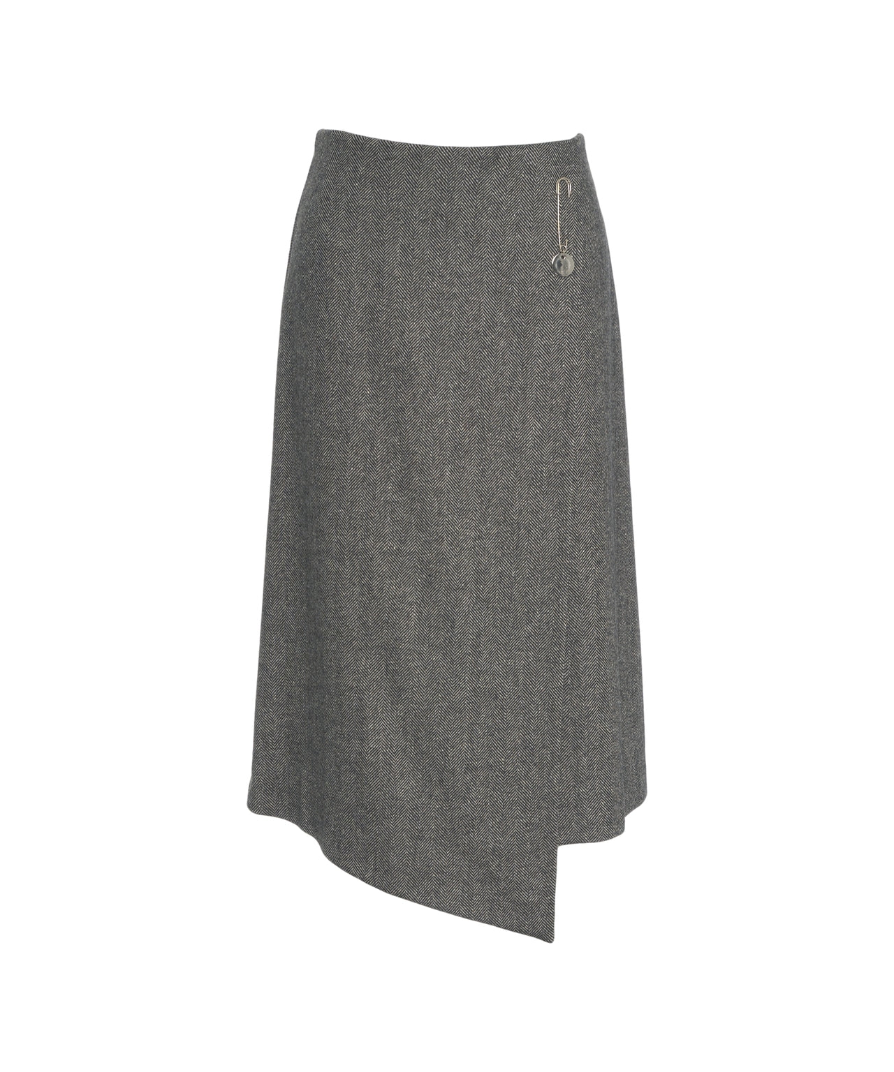OTTO D AME Elegant Midi Skirt with Decorative Pin