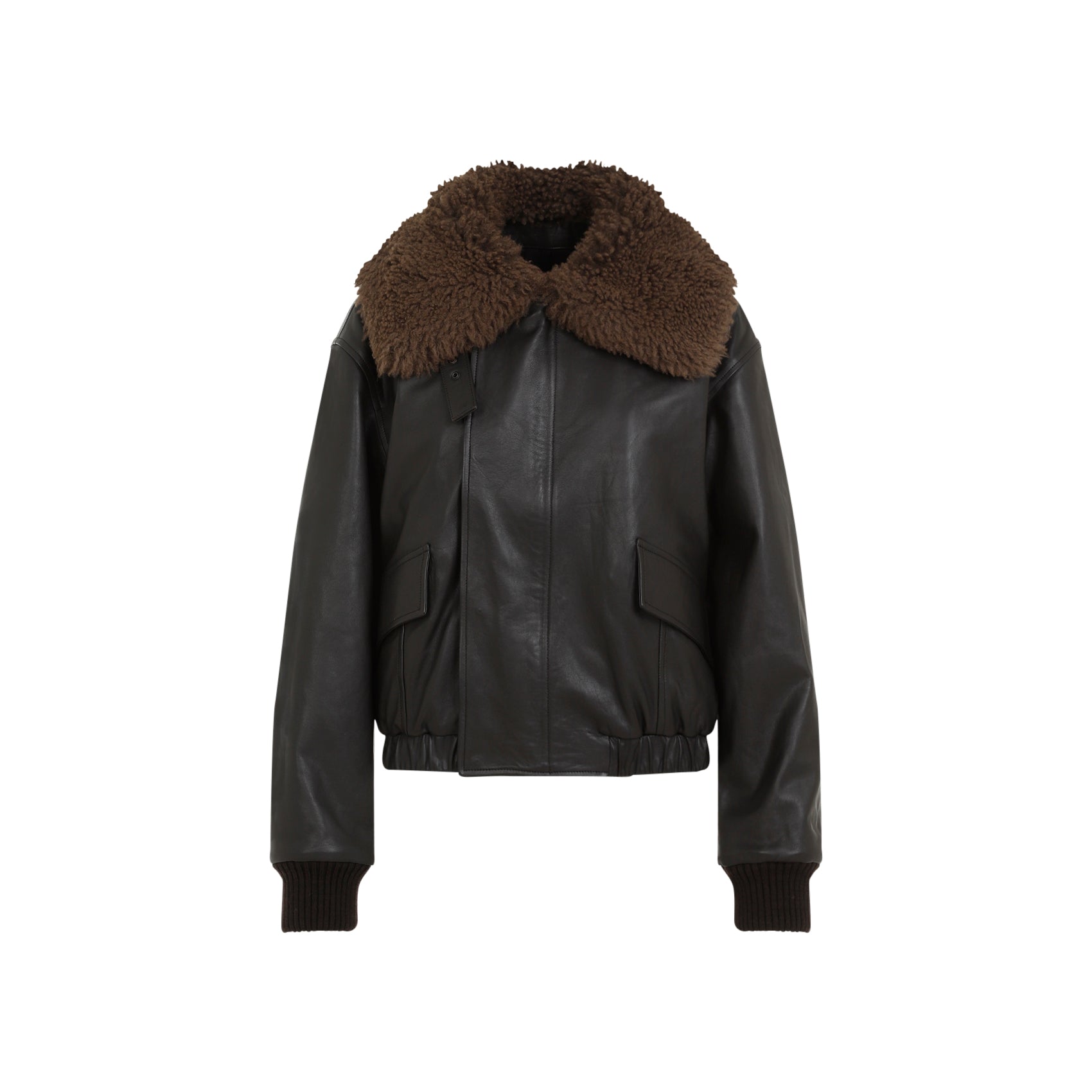 LEMAIRE Leather Blouson with Shearling Collar