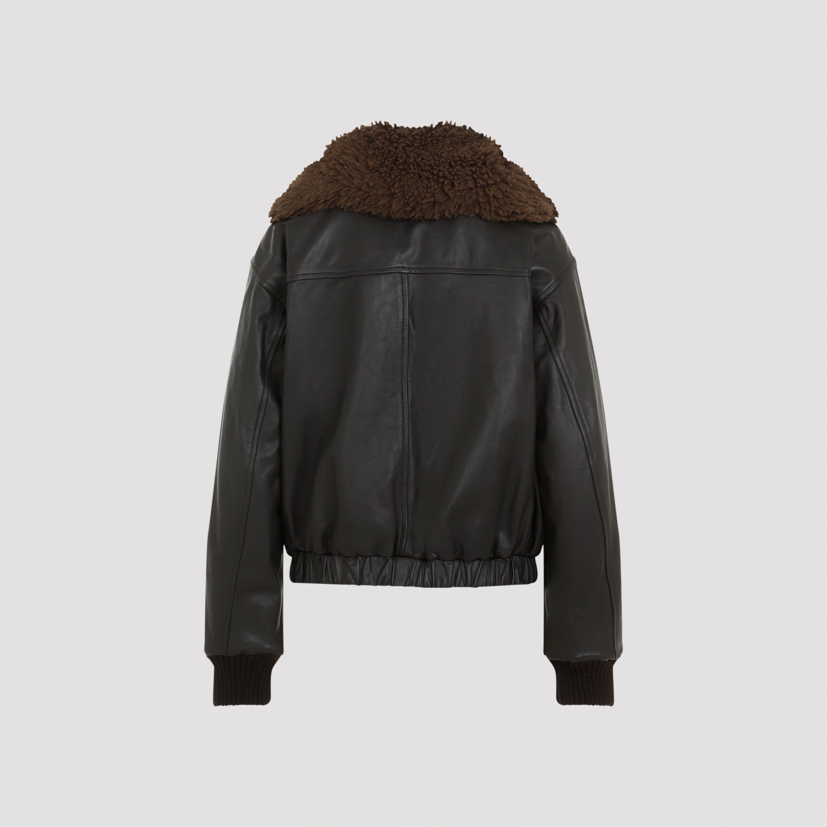 LEMAIRE Leather Blouson with Shearling Collar