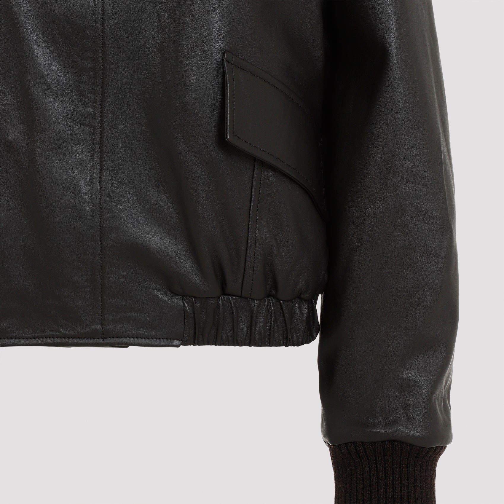 LEMAIRE Leather Blouson with Shearling Collar
